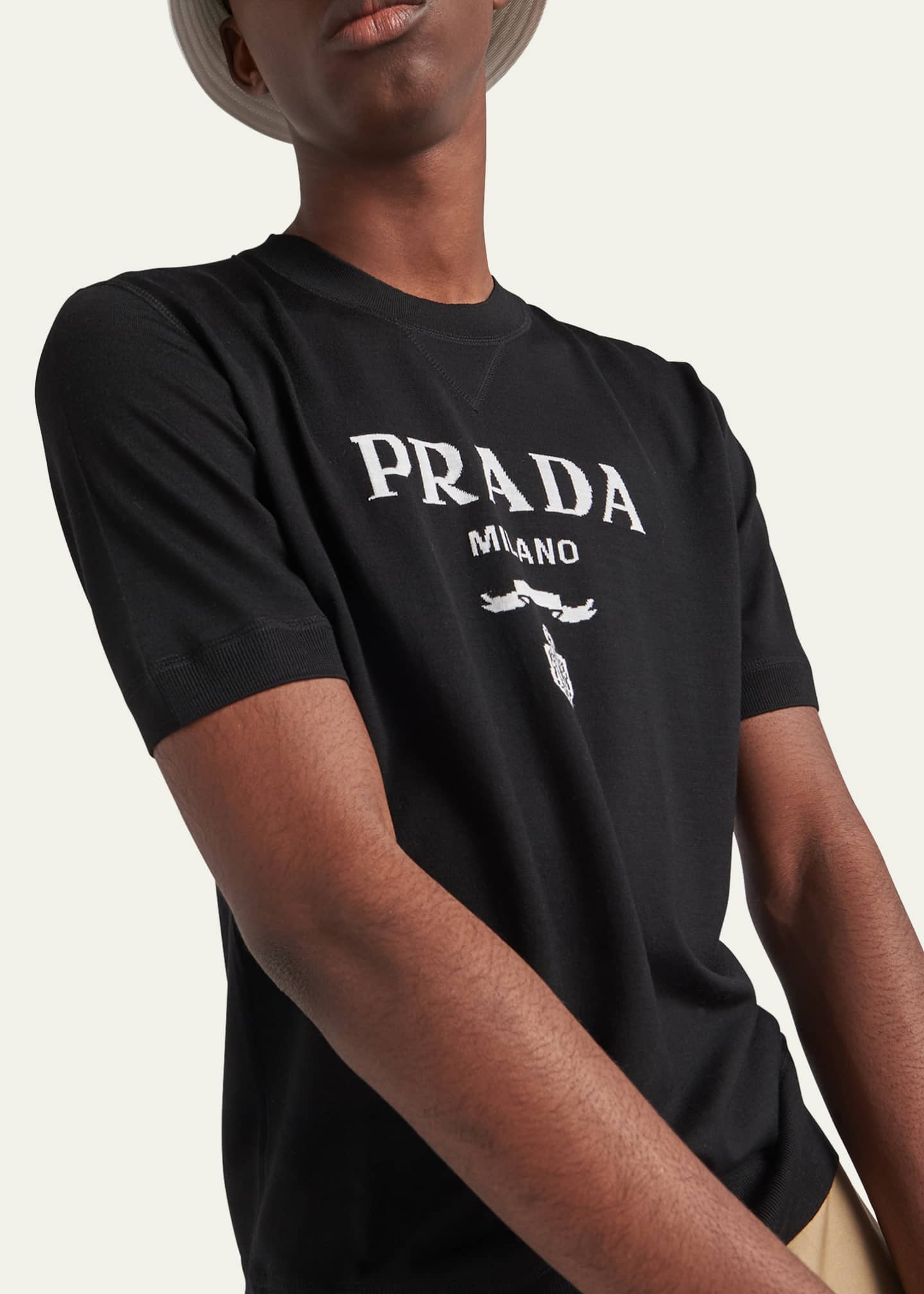 Prada Men's Superfine Wool Logo Sweater Image 4 of 5