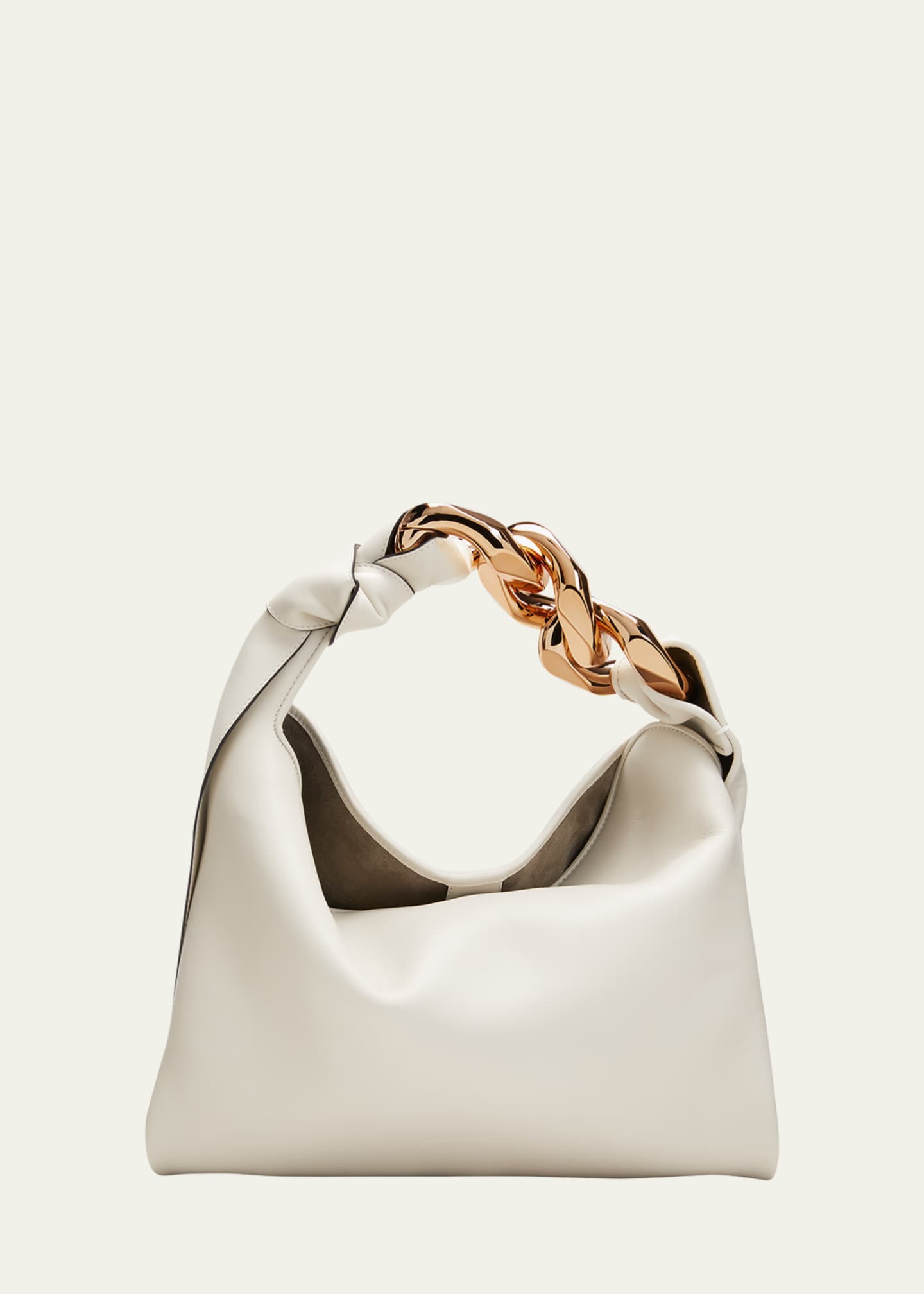 JW Anderson Small Knot Chain Leather Top-Handle Bag, 002 Off White, Women's, Handbags & Purses Top Handle Bags