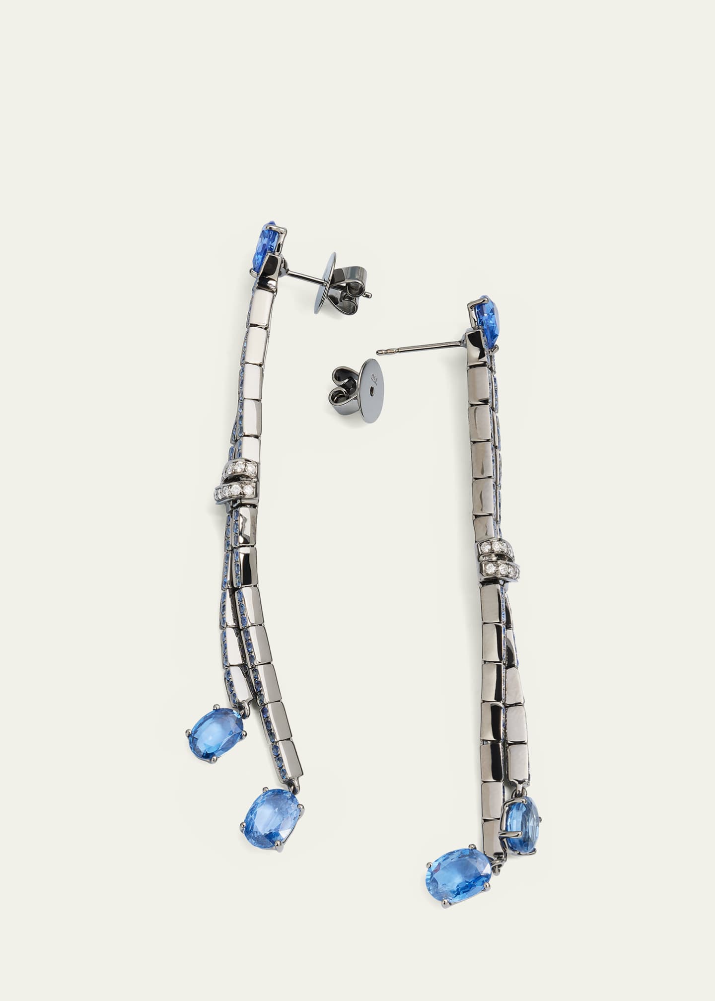 Stefere White Gold Blue Sapphire Drop Earrings Image 4 of 4