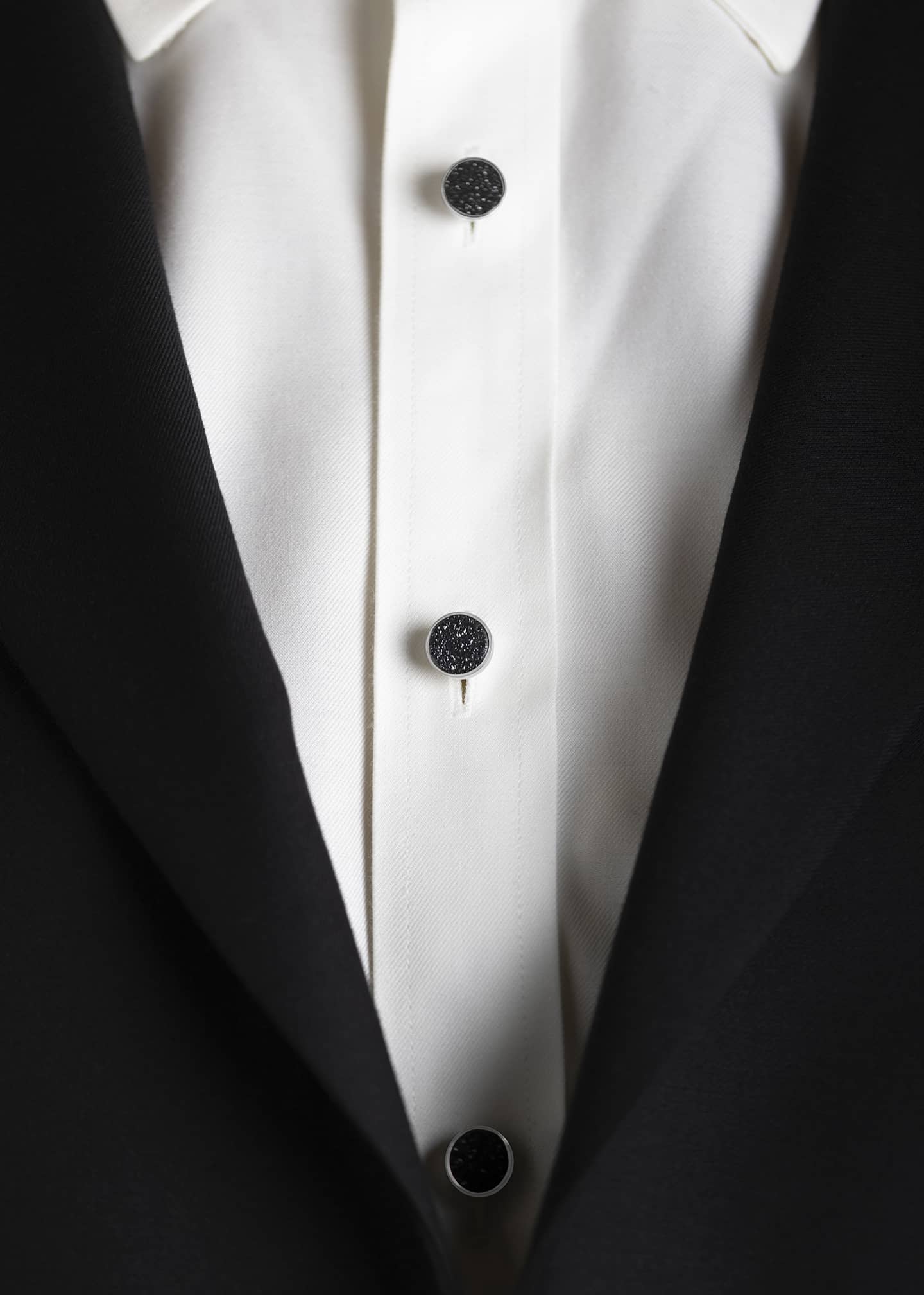 Jorge Adeler Men's 18K White Gold Druzy Black Onyx Shirt Studs