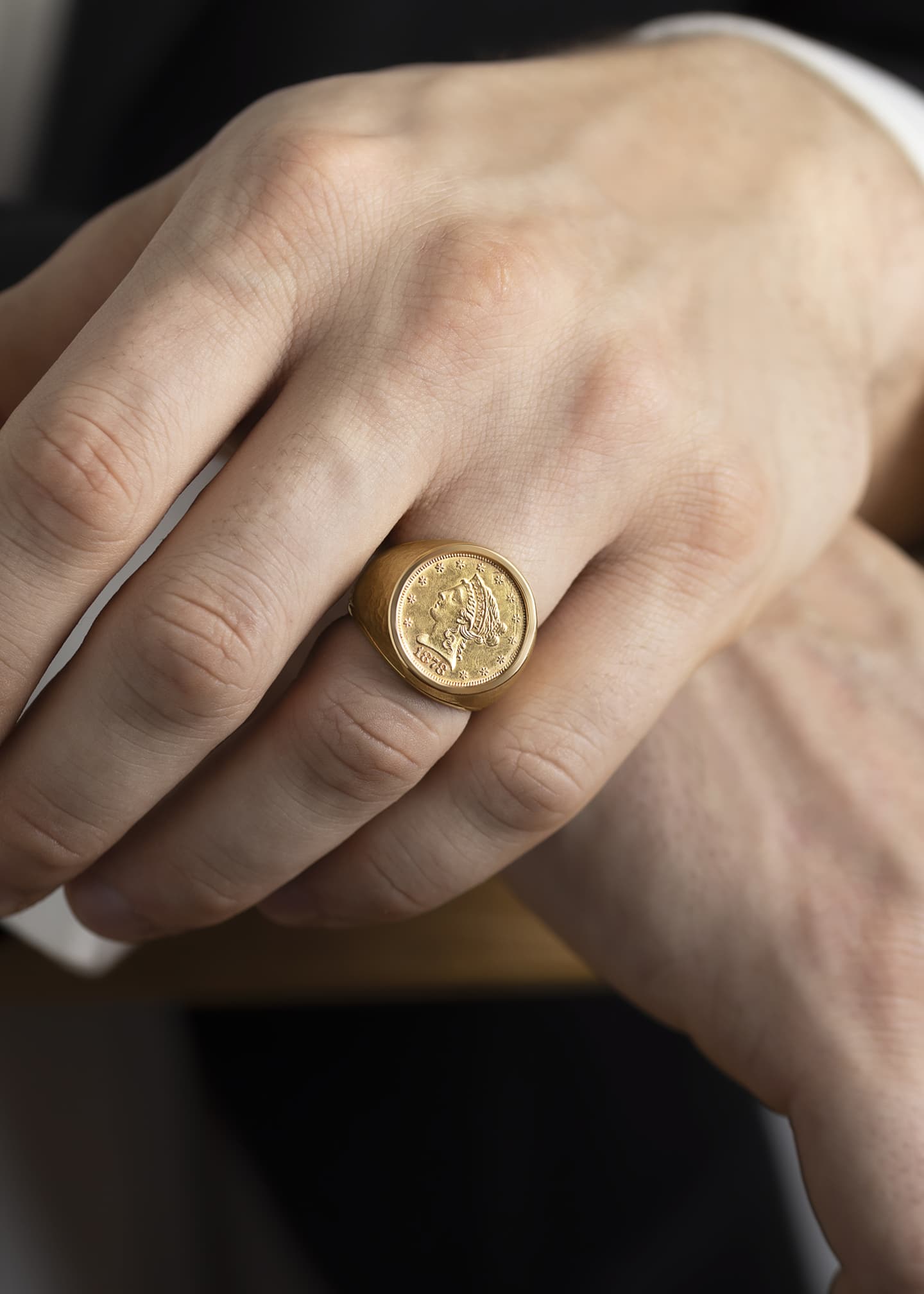Mens gold coin rings for sale cheap