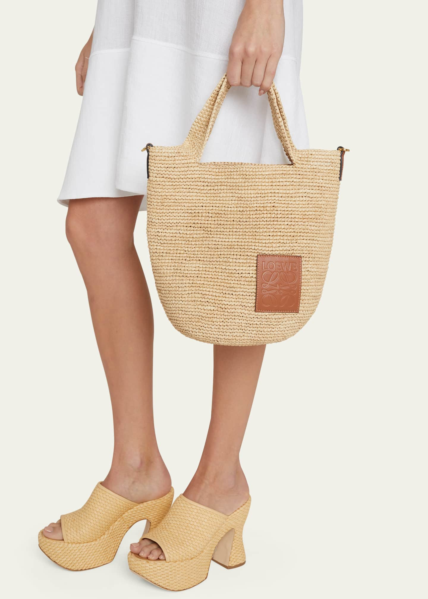 LOEWE - Loewe x Paula's Ibiza Slit raffia and leather tote bag