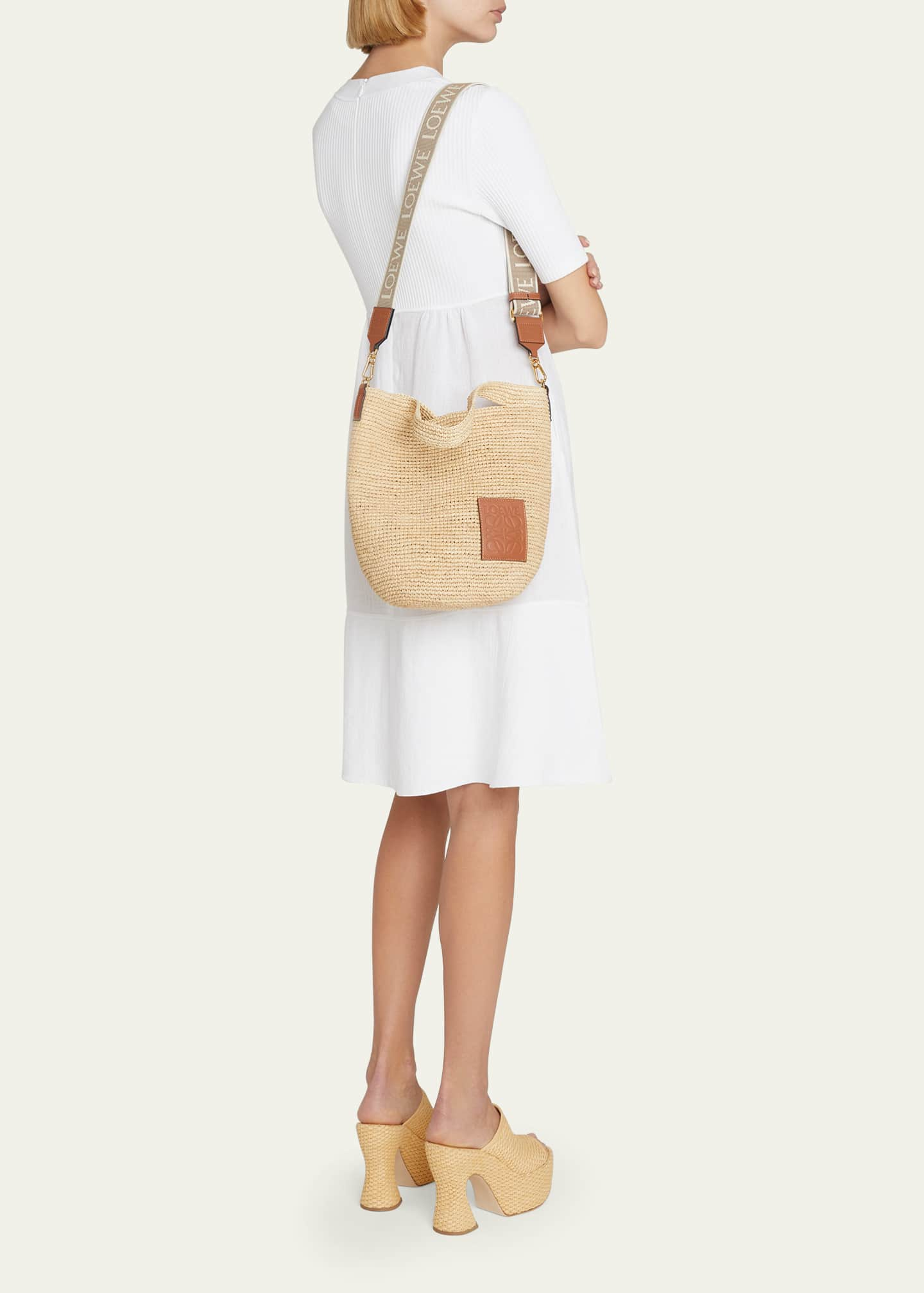 Mini Slit bag in raffia and calfskin