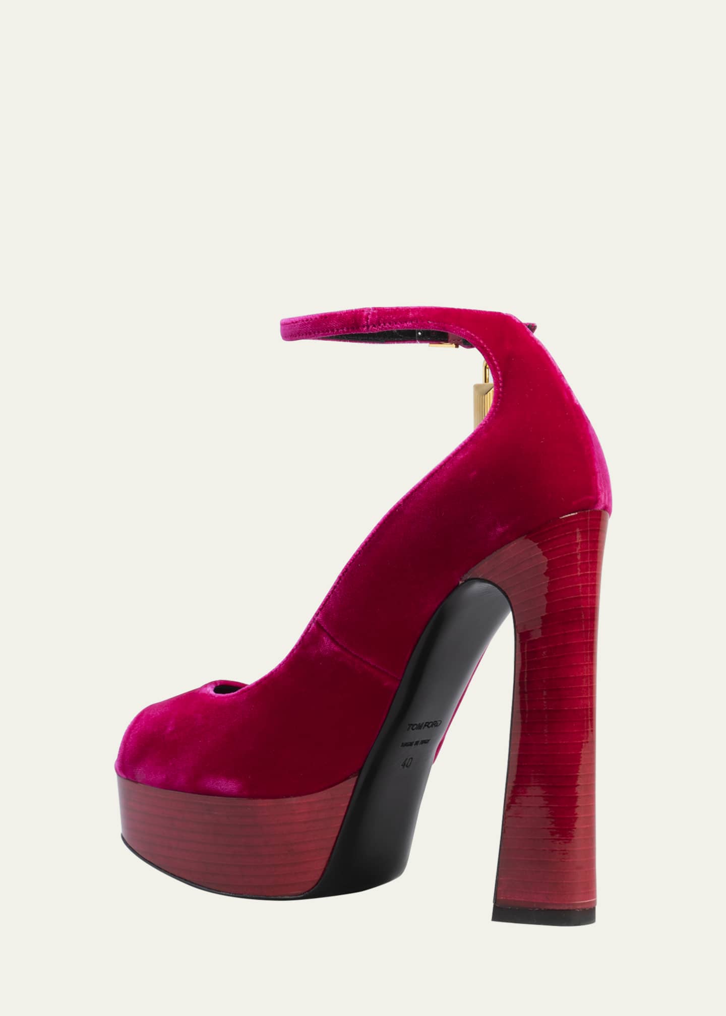 TOM FORD Lock Velvet Ankle-Strap Platform Sandals - Bergdorf Goodman