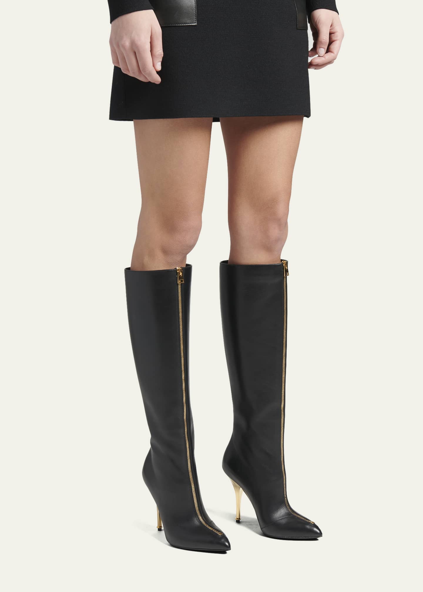 TOM FORD Leather Zip Knee Boots - Bergdorf Goodman