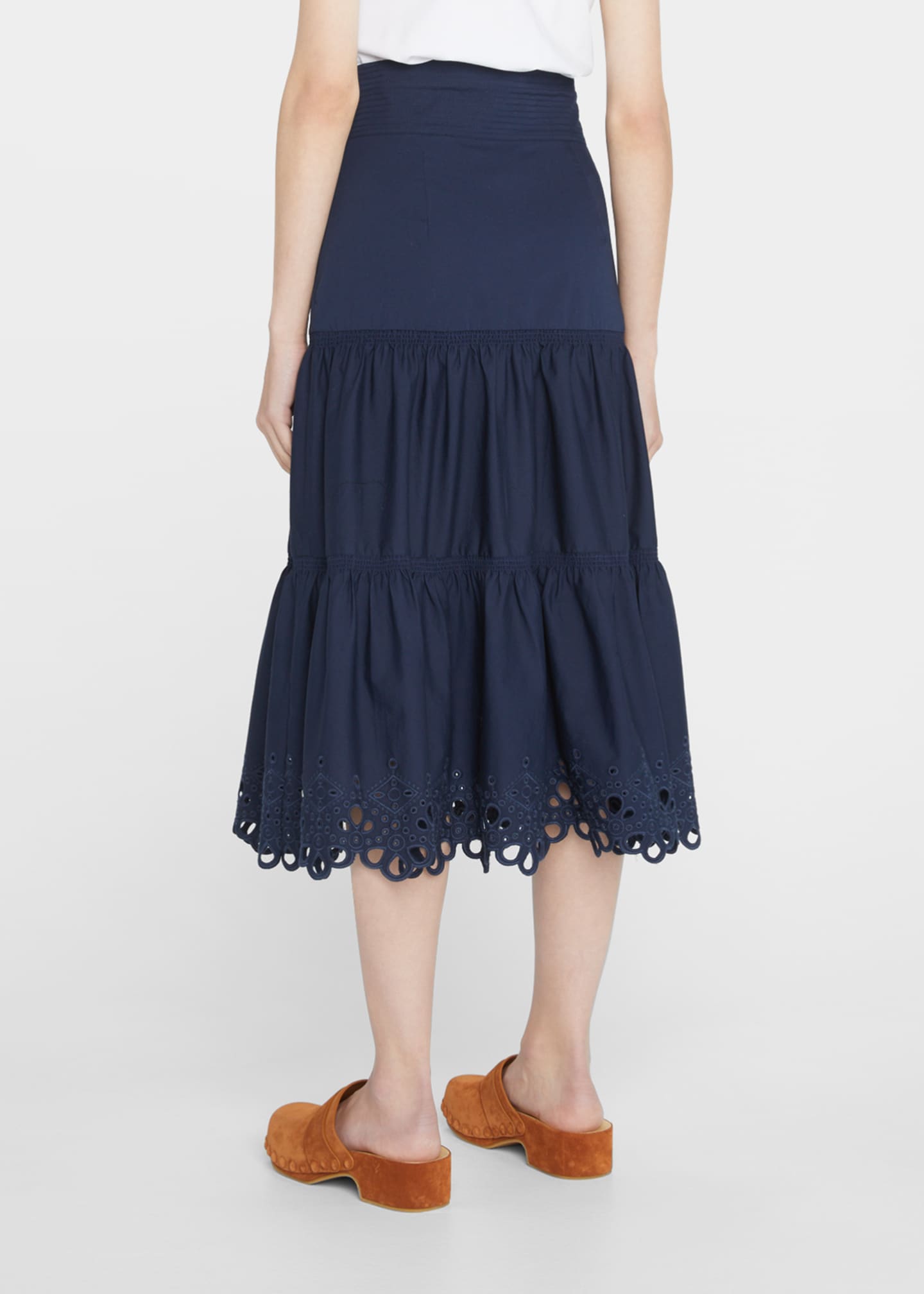 Veronica Beard Womens White Amaia Tiered Eyelet Dress Size Large main image 1