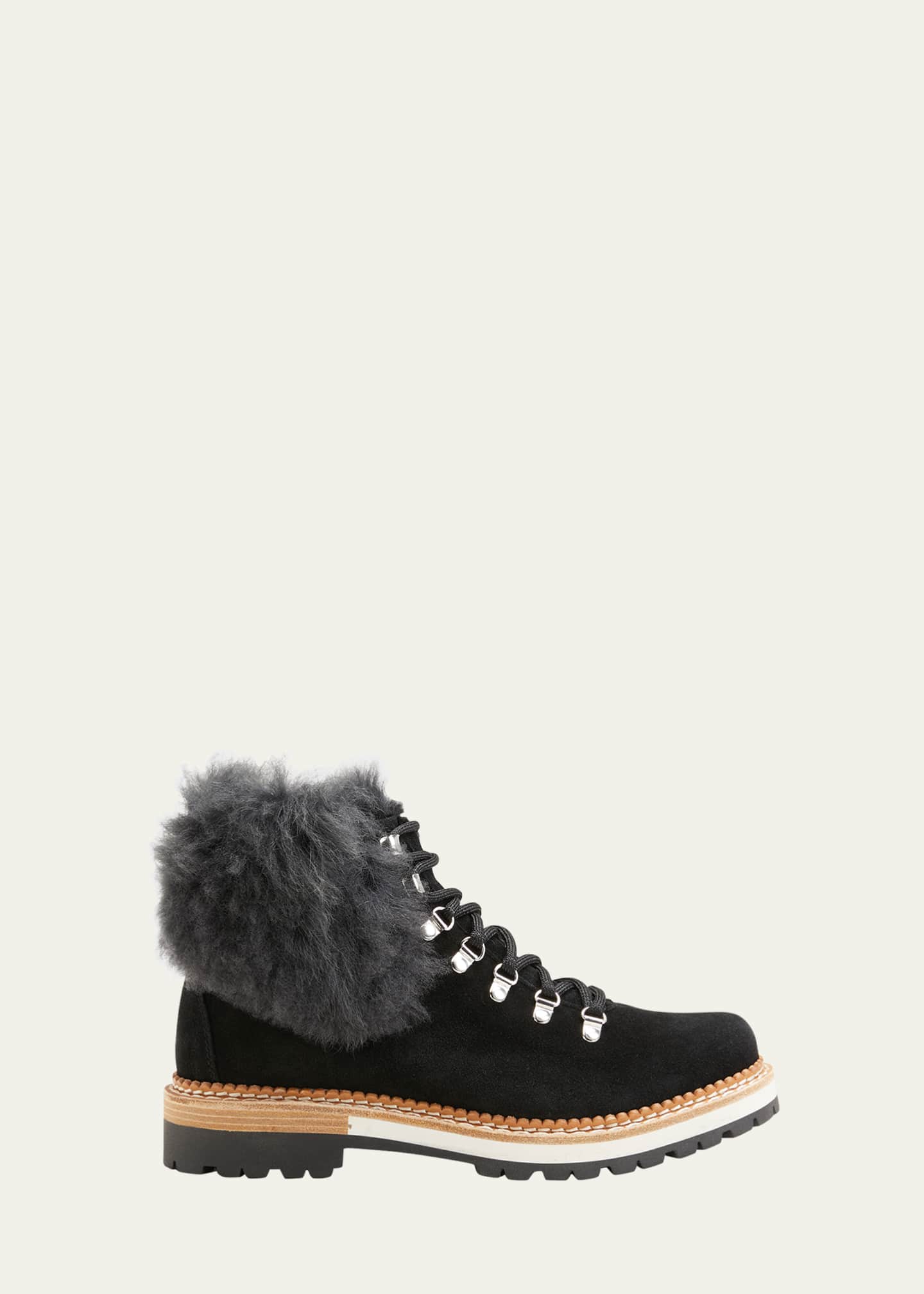 Montelliana 1965 Clara Suede Shearling Hiker Boots