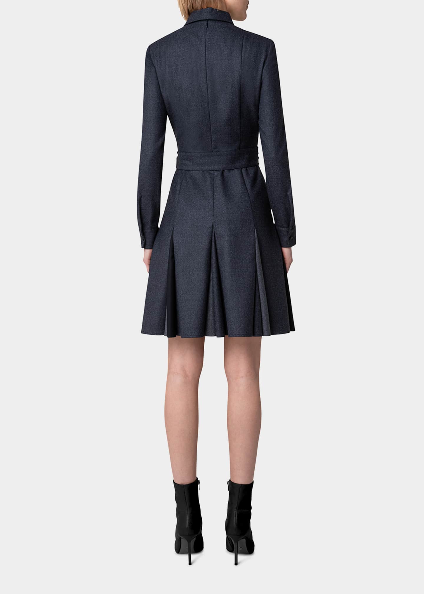 Akris punto Fit-and-Flare D-Ring Belted Wool Dress - Bergdorf Goodman