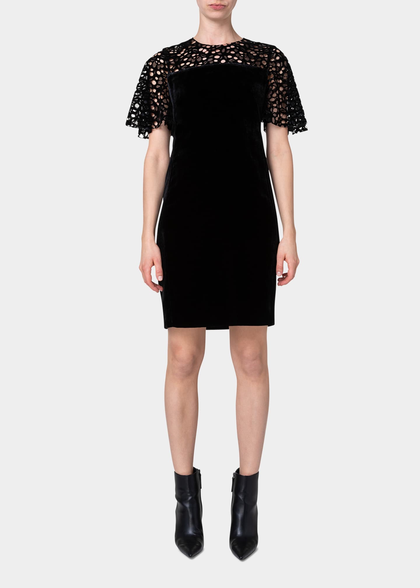 Akris punto MixedMedia Velvet ButterflySleeve Shift Dress Bergdorf Goodman