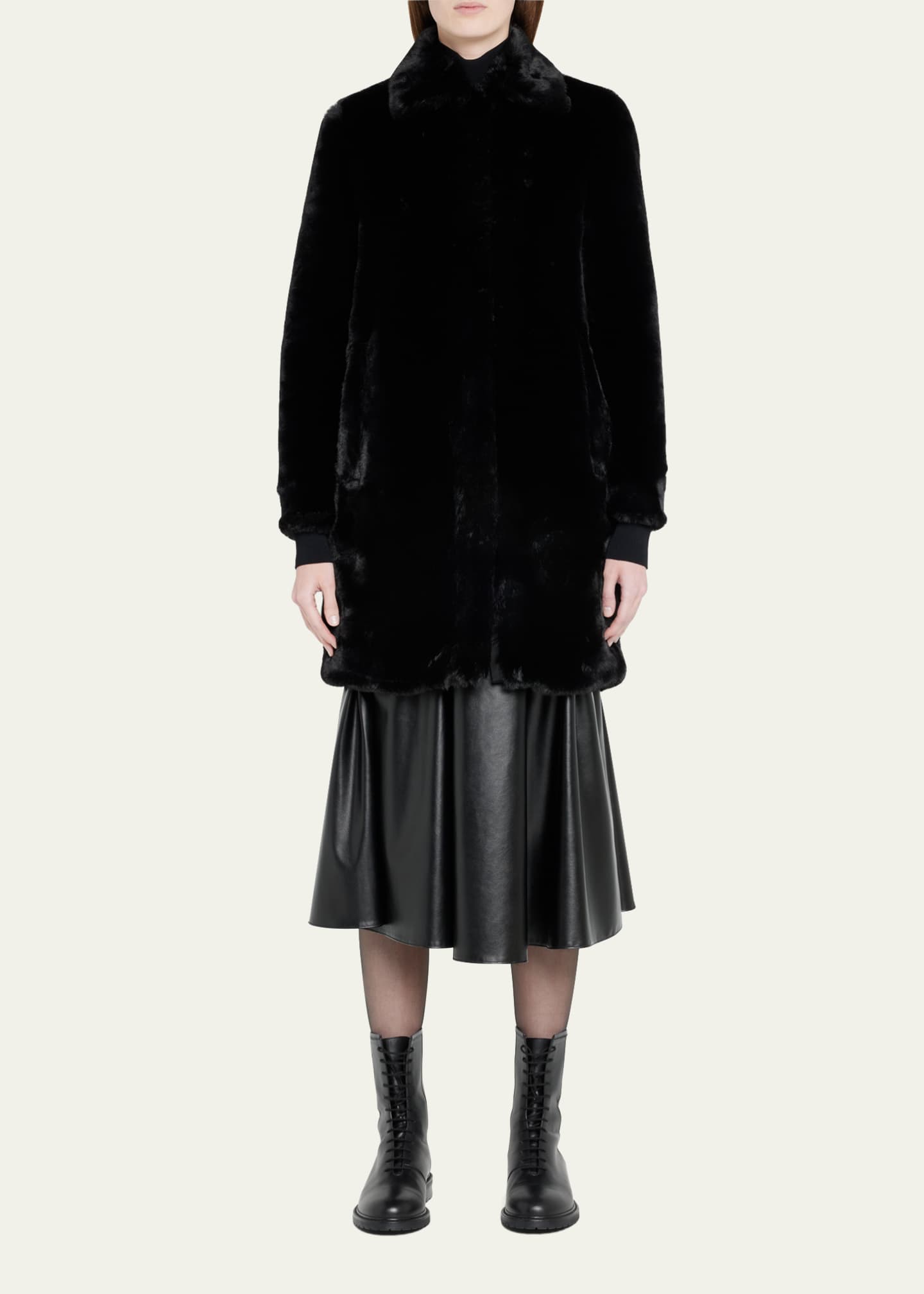 Akris punto Faux-Fur Collared Coat - Bergdorf Goodman