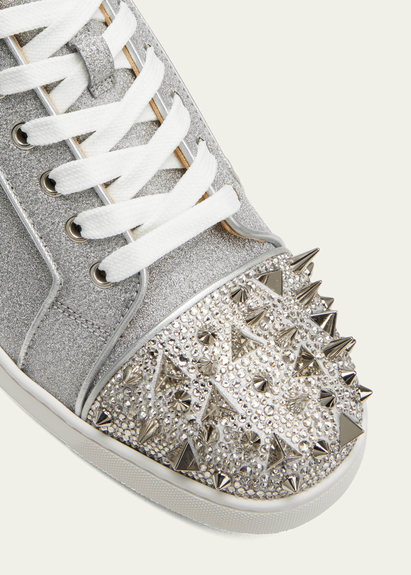 Christian Louboutin Men's Louis Junior Spiked Glitter Sneakers