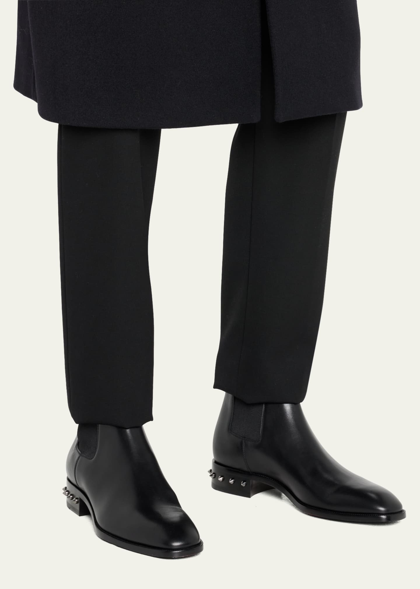 Christian Louboutin Men's SO Samson Spike-Heel Leather Chelsea Boots ...