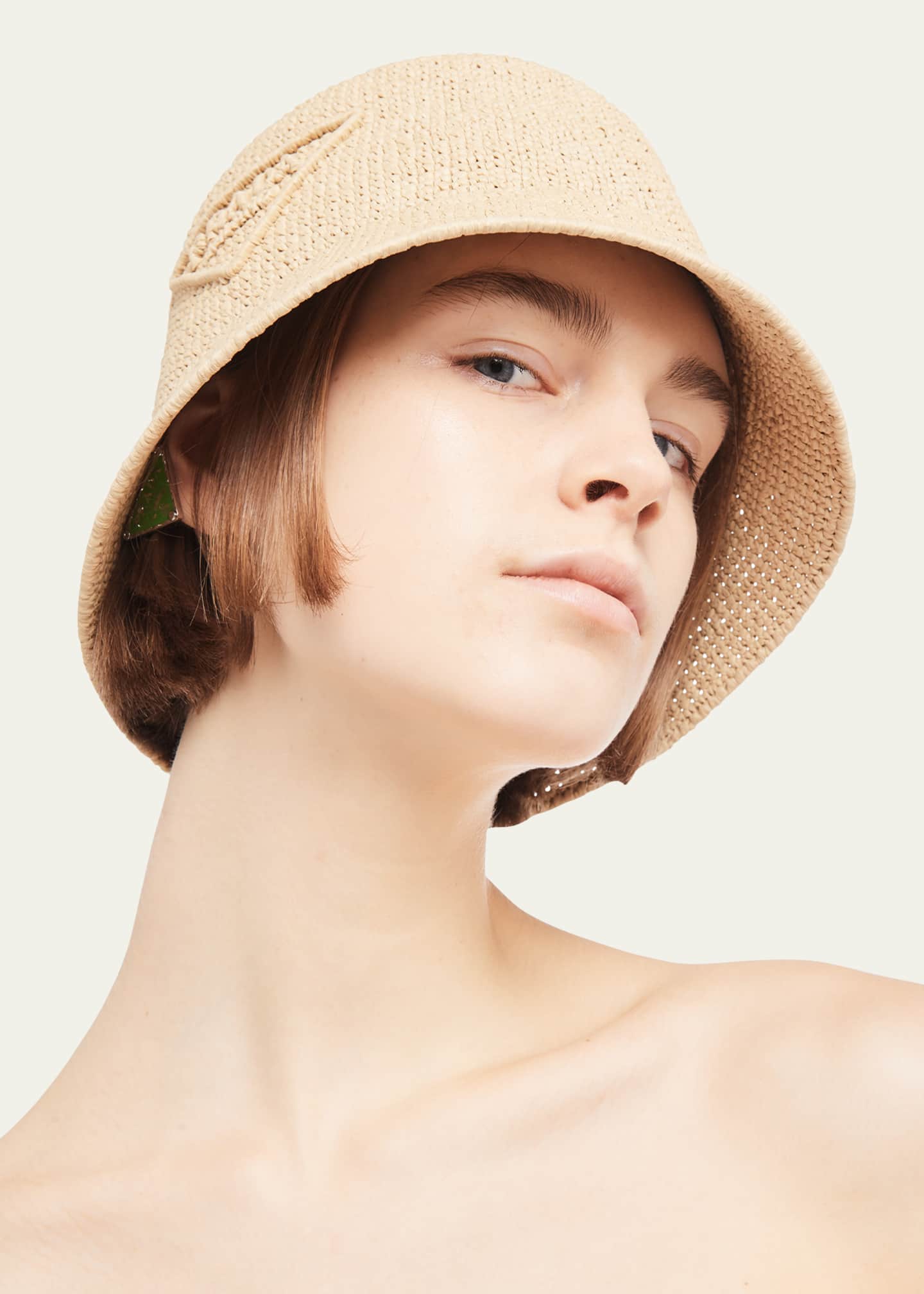 Prada Triangle Logo Straw Bucket Hat Bergdorf Goodman