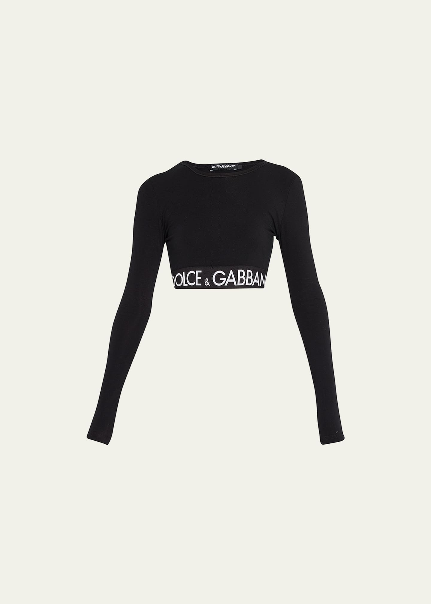 Dolce&Gabbana Branded Elastic Long-Sleeve Crop Top