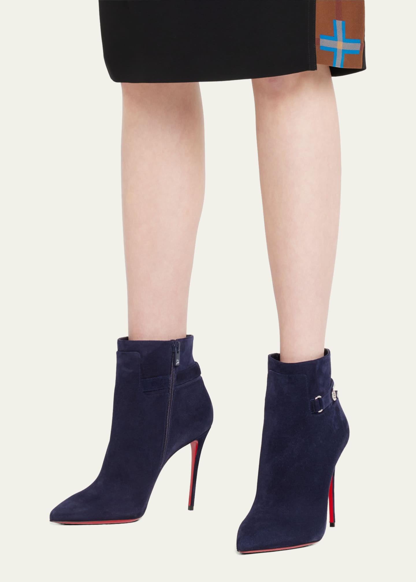 Christian Louboutin Lock So Kate Suede Red Sole Booties - Bergdorf Goodman