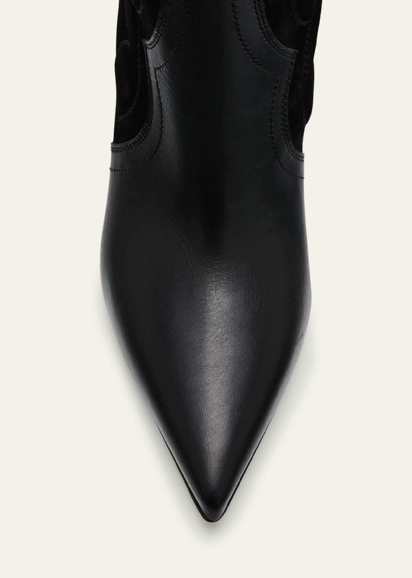 Christian Louboutin Santia Mixed Leather Suede Knee-High Red Sole Western Boots Image 6 of 6