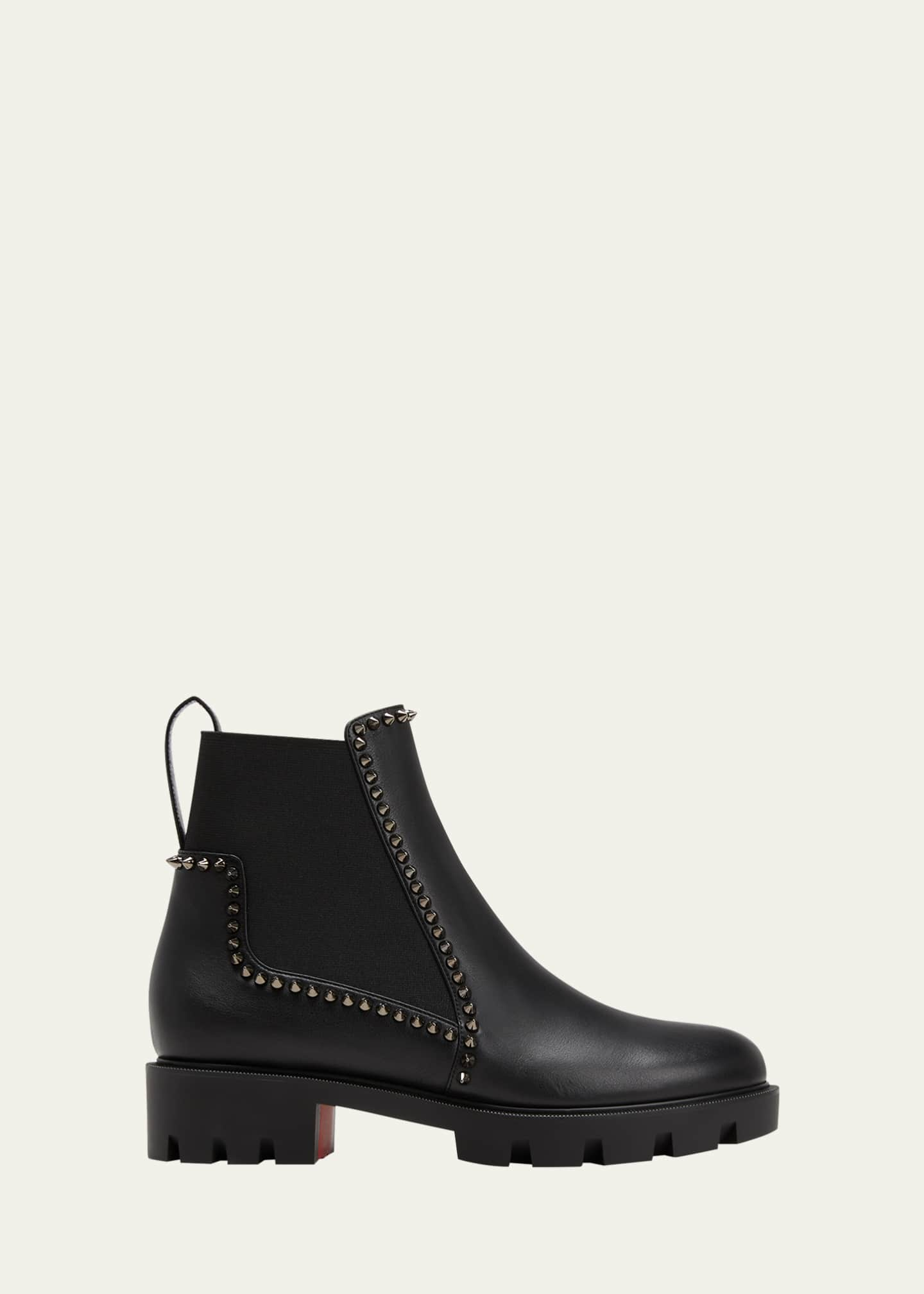 Out Line Studded Ankle Boots in Black - Christian Louboutin