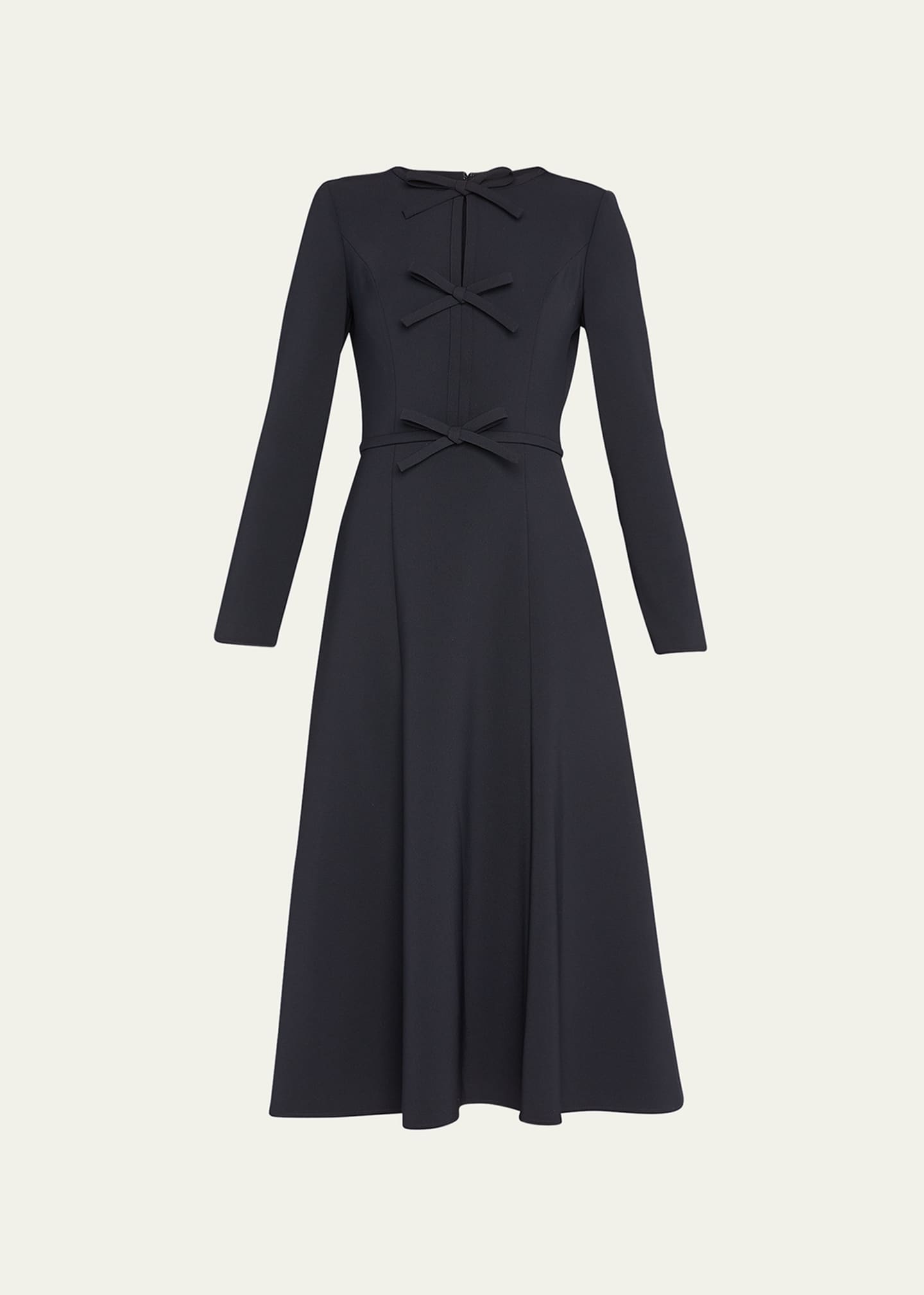 Carolina Herrera Triple Bow Keyhole-Front Midi Dress Image 1 of 5