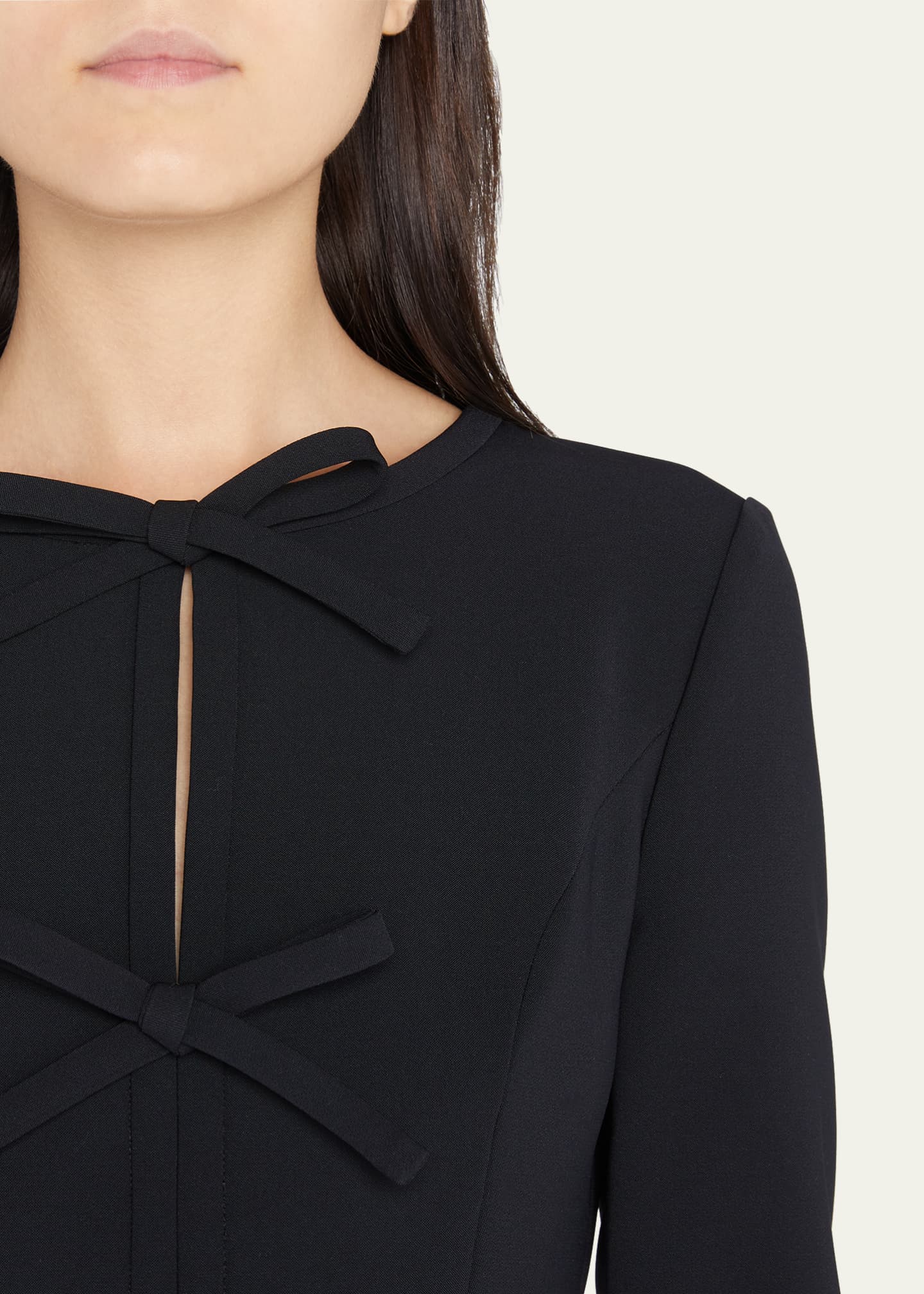 Carolina Herrera Triple Bow Keyhole-Front Midi Dress Image 5 of 5