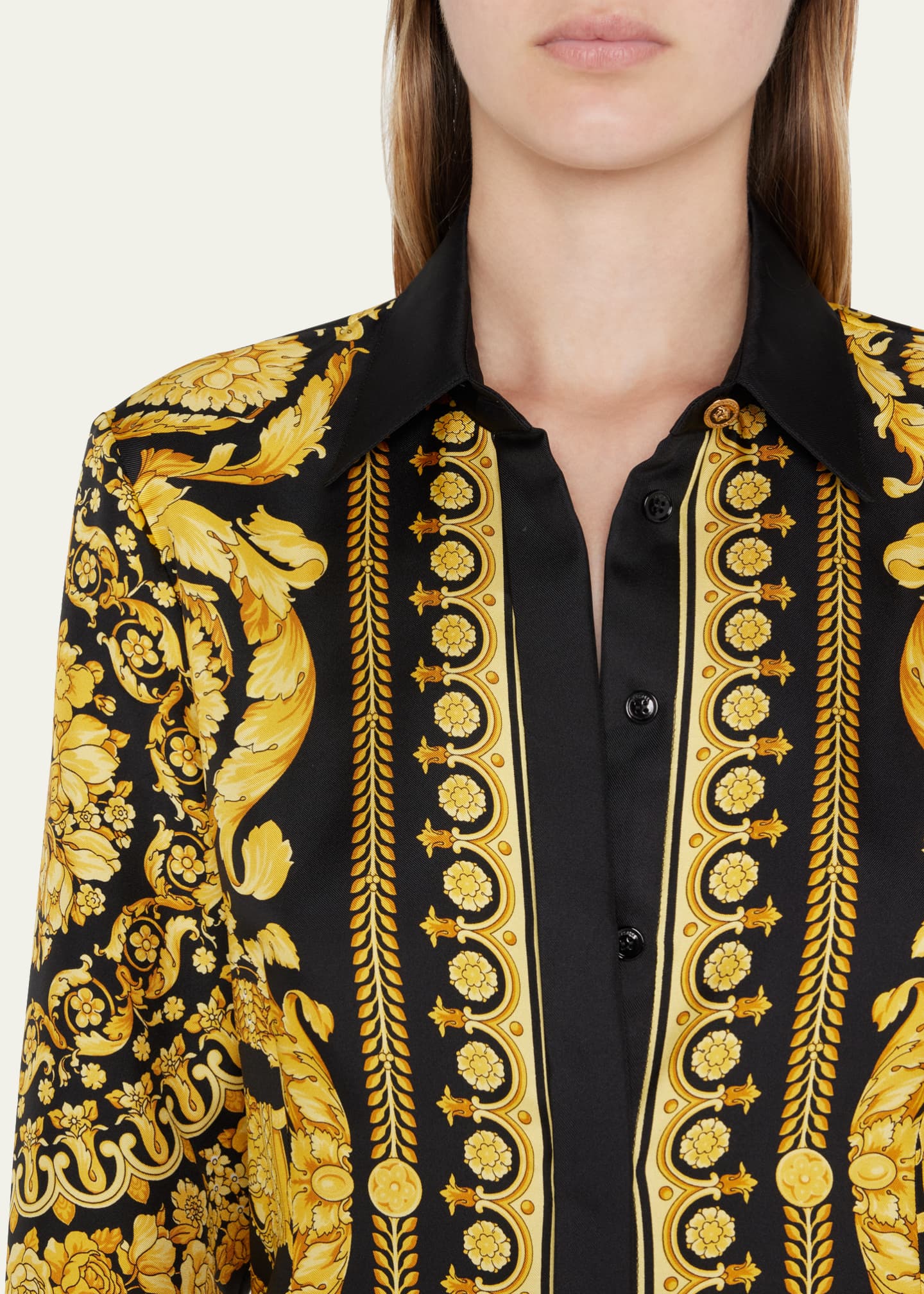 Silk black/gold barocco  Versace shirts, Versace silk shirt, Streetwear  fashion