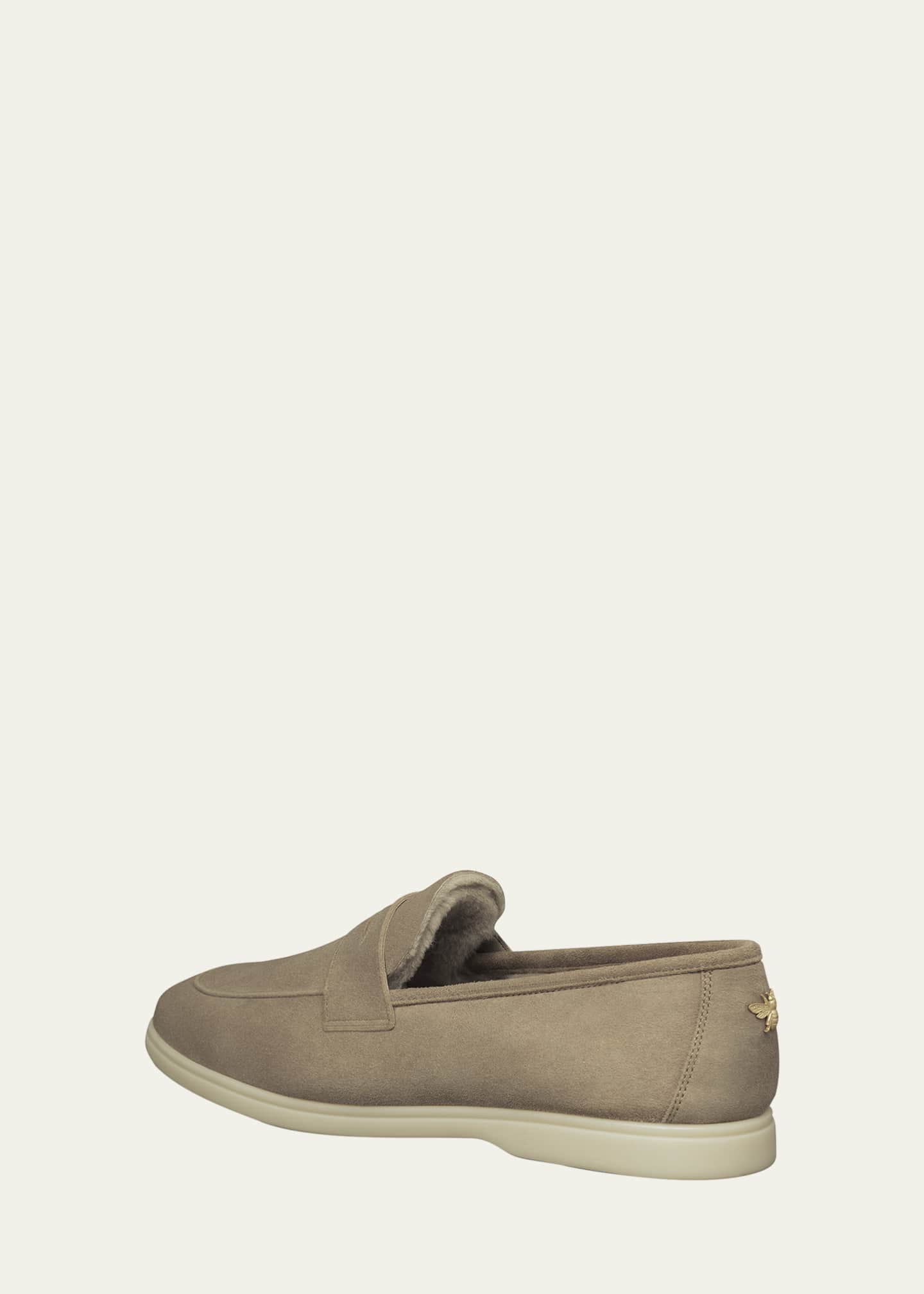 Bougeotte Suede Shearling Sporty Penny Loafers Bergdorf Goodman