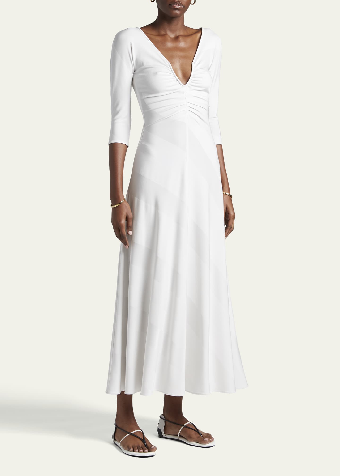 Giorgio Armani Diagonal Striped Jacquard Jersey Maxi Dress
