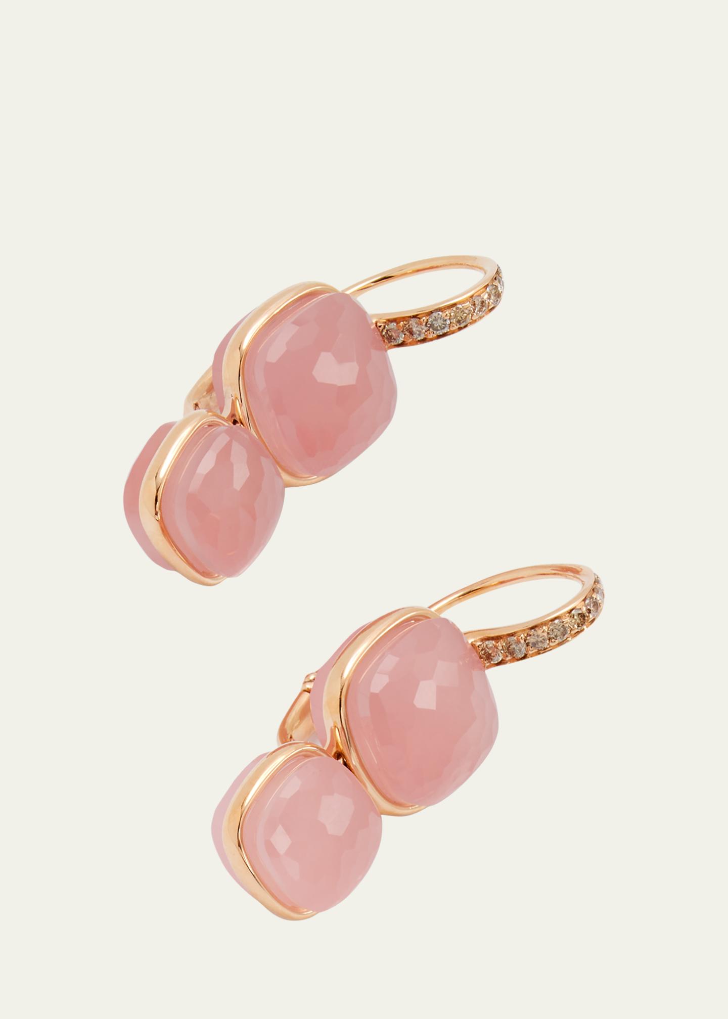 Pomellato Nudo 18K Rose Gold Rose Quartz Brown Diamond Pendant