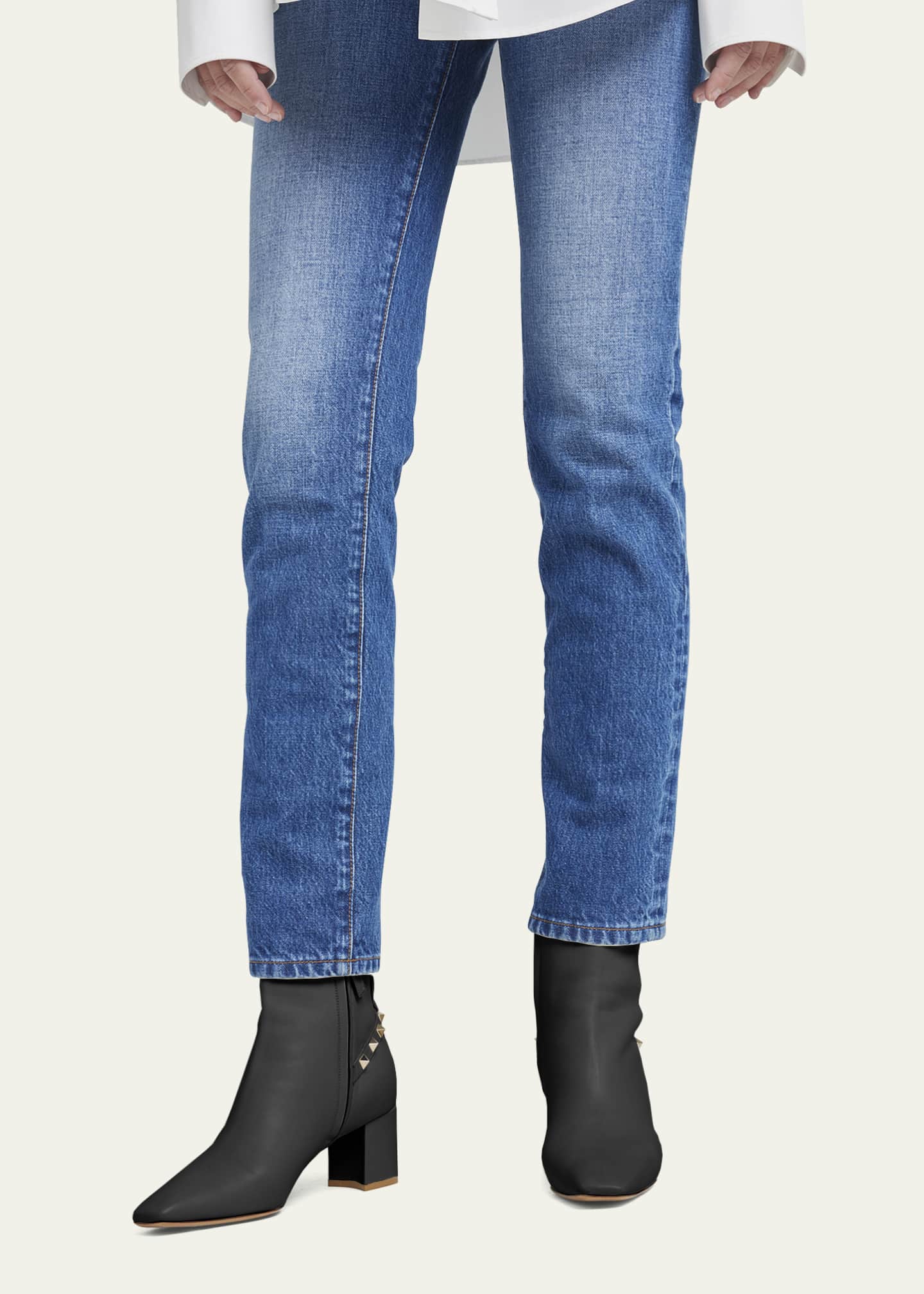 Valentino Garavani Rockstud Leather Block Heel Booties