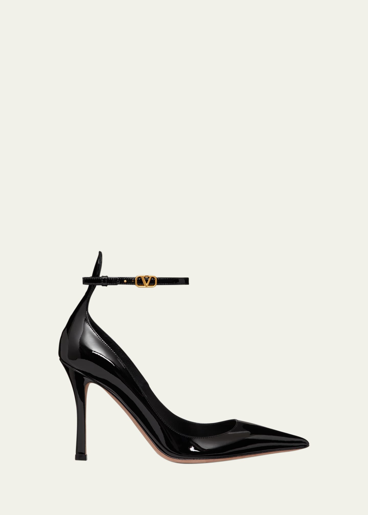 Valentino Garavani Tango Patent V Logo Ankle-Strap Pumps