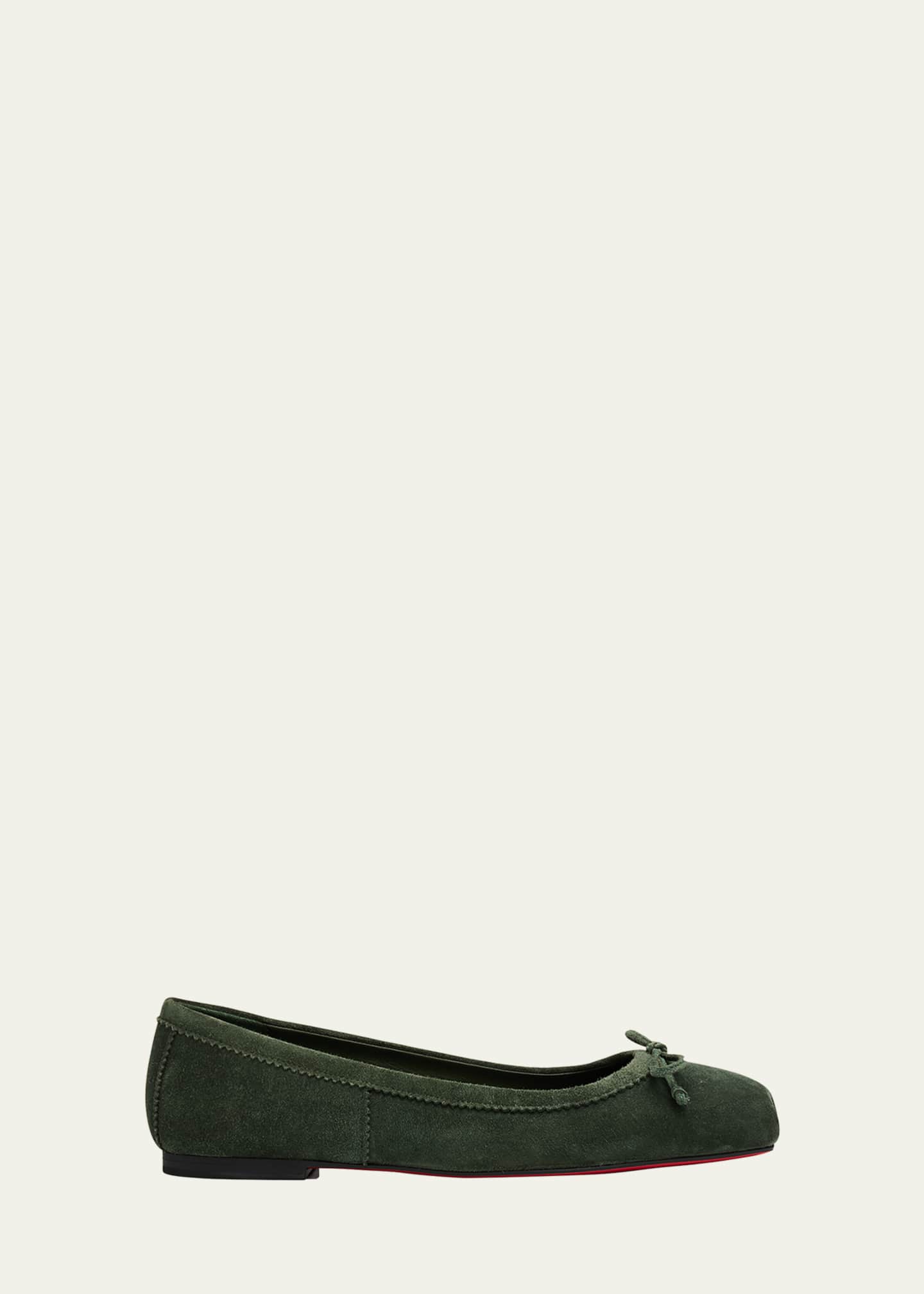 Christian Louboutin Mamadrague Velour Red Sole Ballerina Flats Bergdorf Goodman