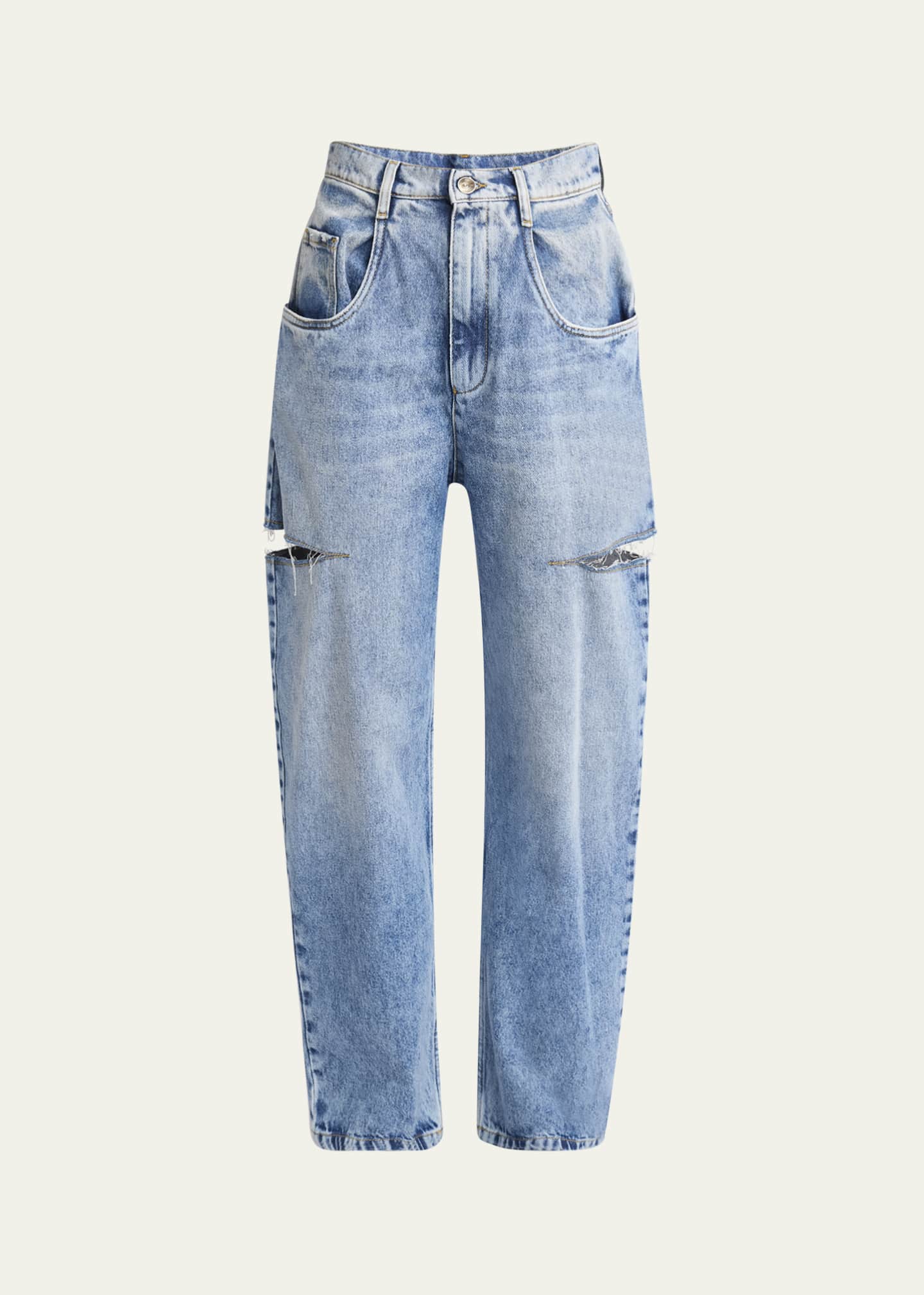 Slash-Sides Wide-Leg Denim Pants
