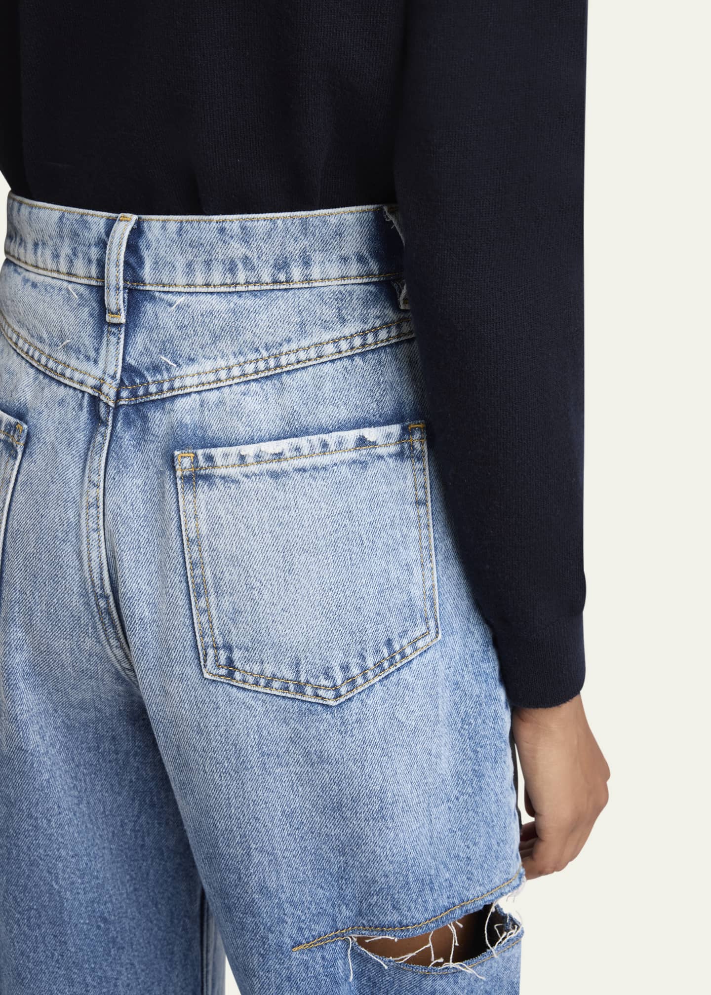 Maison Margiela Slash-Sides Wide-Leg Denim Pants - Bergdorf Goodman