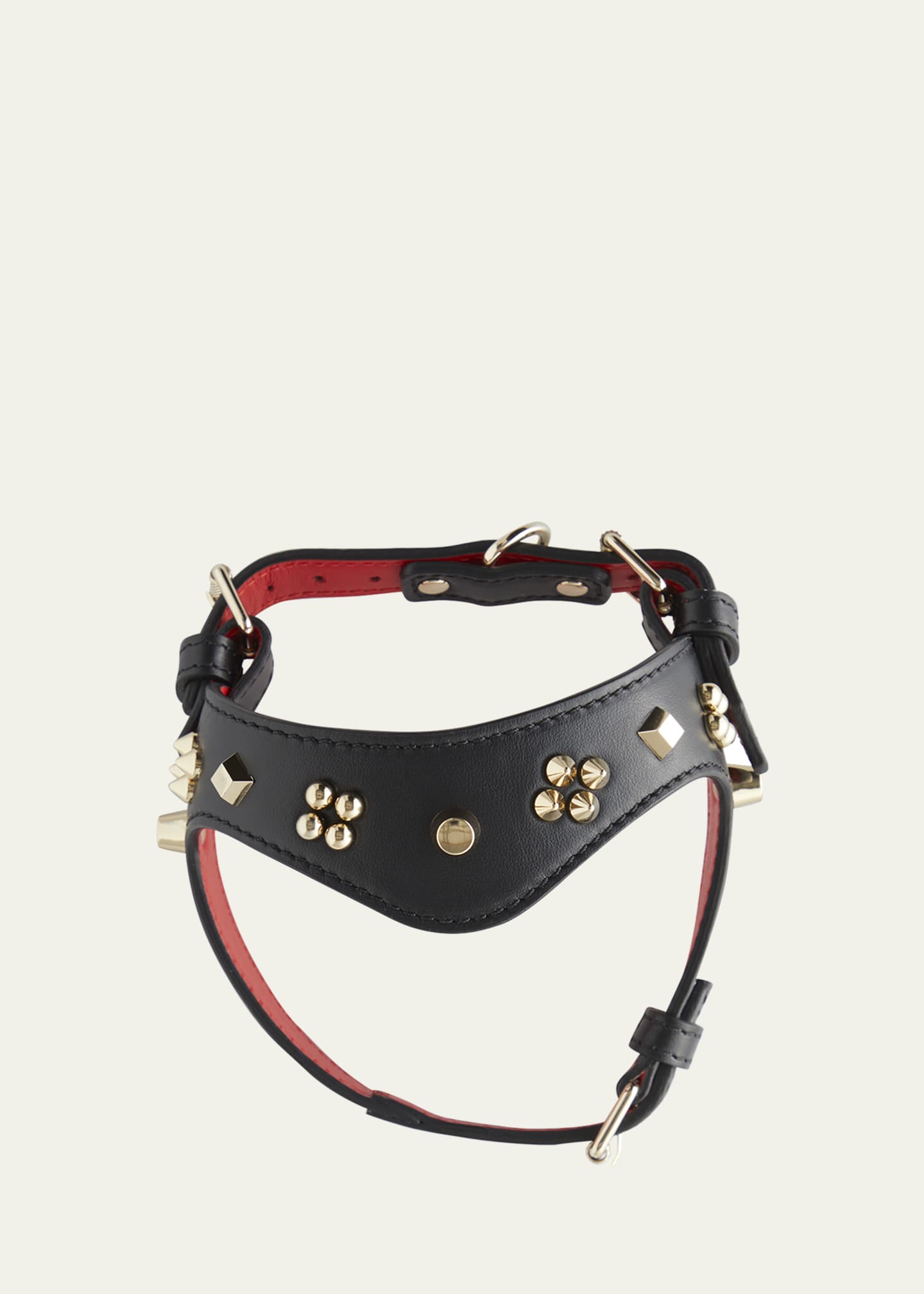 Loubicollar XS - Pet collar - Calf leather and spikes Carasky - Black -  Christian Louboutin United States