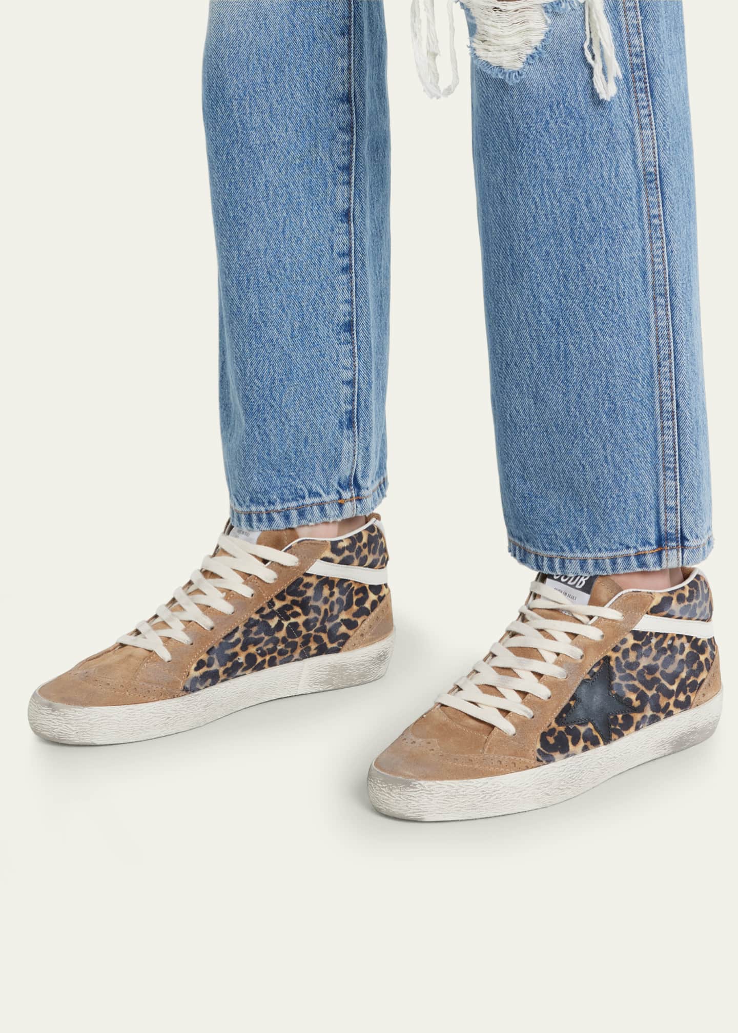 Golden Goose Mid Star Leopard-Print Suede Sneakers Golden Goose Mid Star Leopard-Print Suede Sneakers