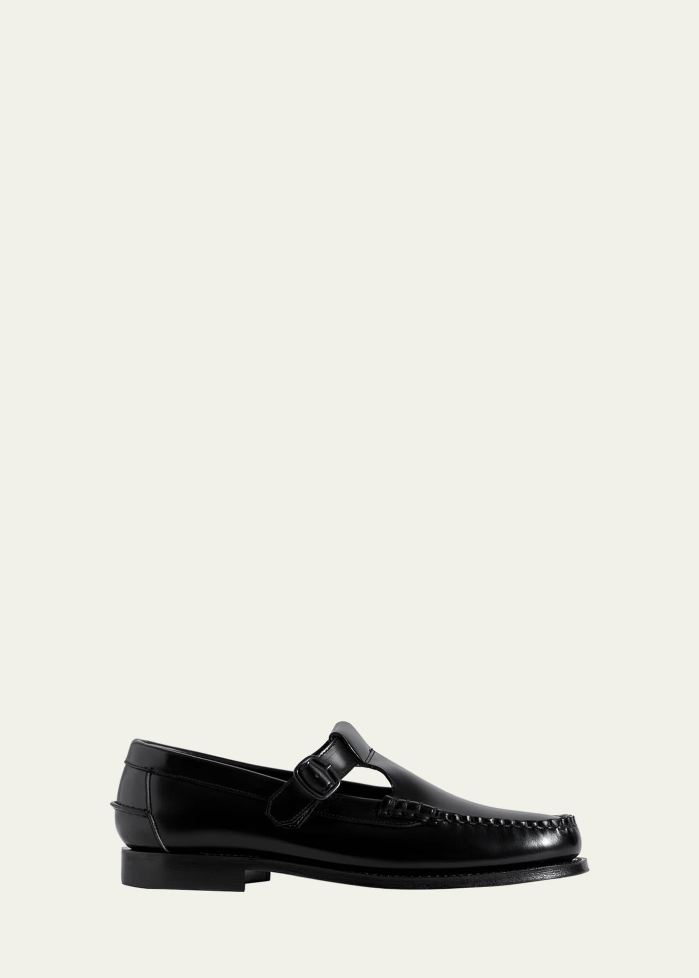 HEREU Alber Leather T-Strap Buckle Loafers - Bergdorf Goodman