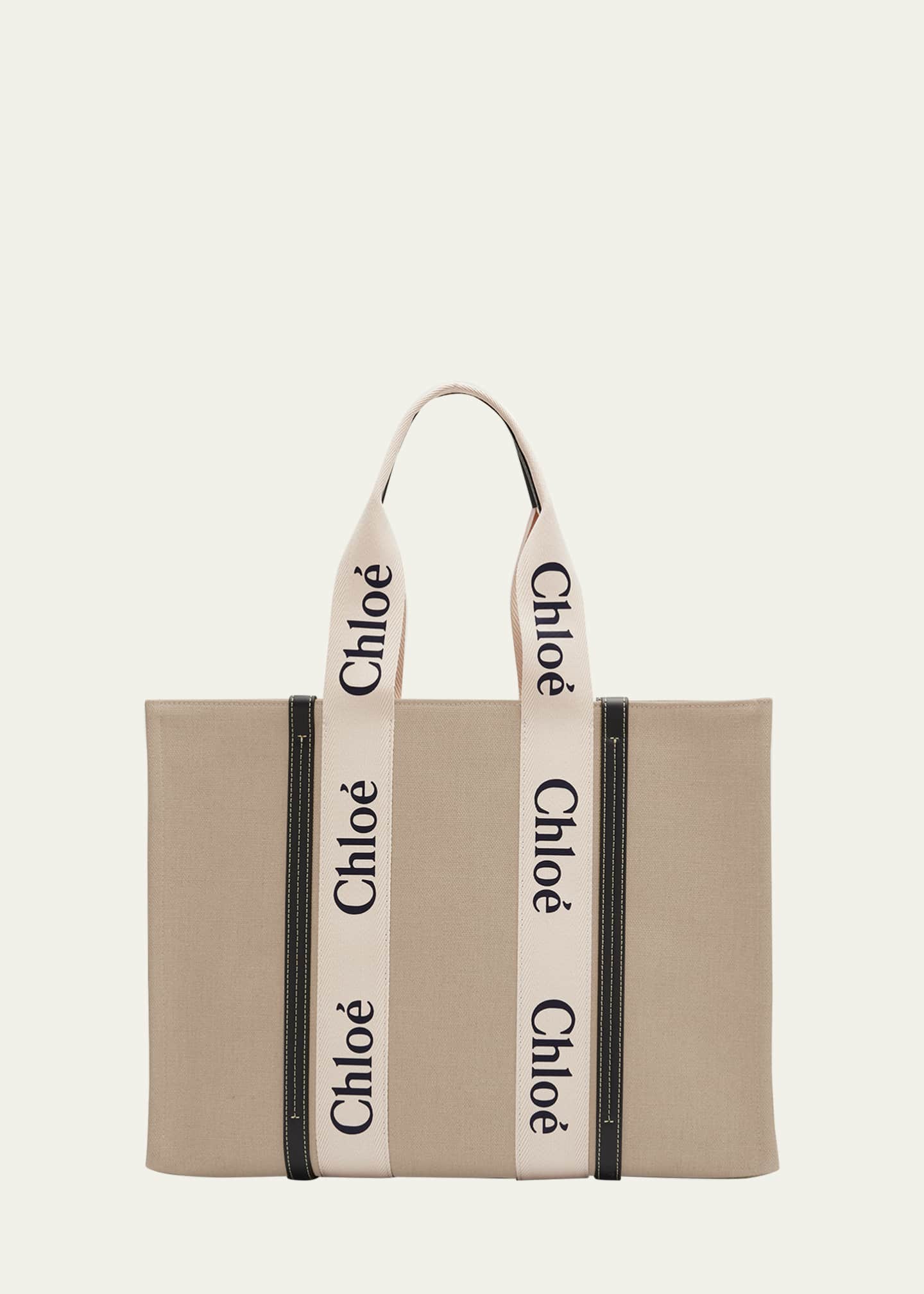 Chloe Woody Large Tote Bag in Linen - Bergdorf Goodman