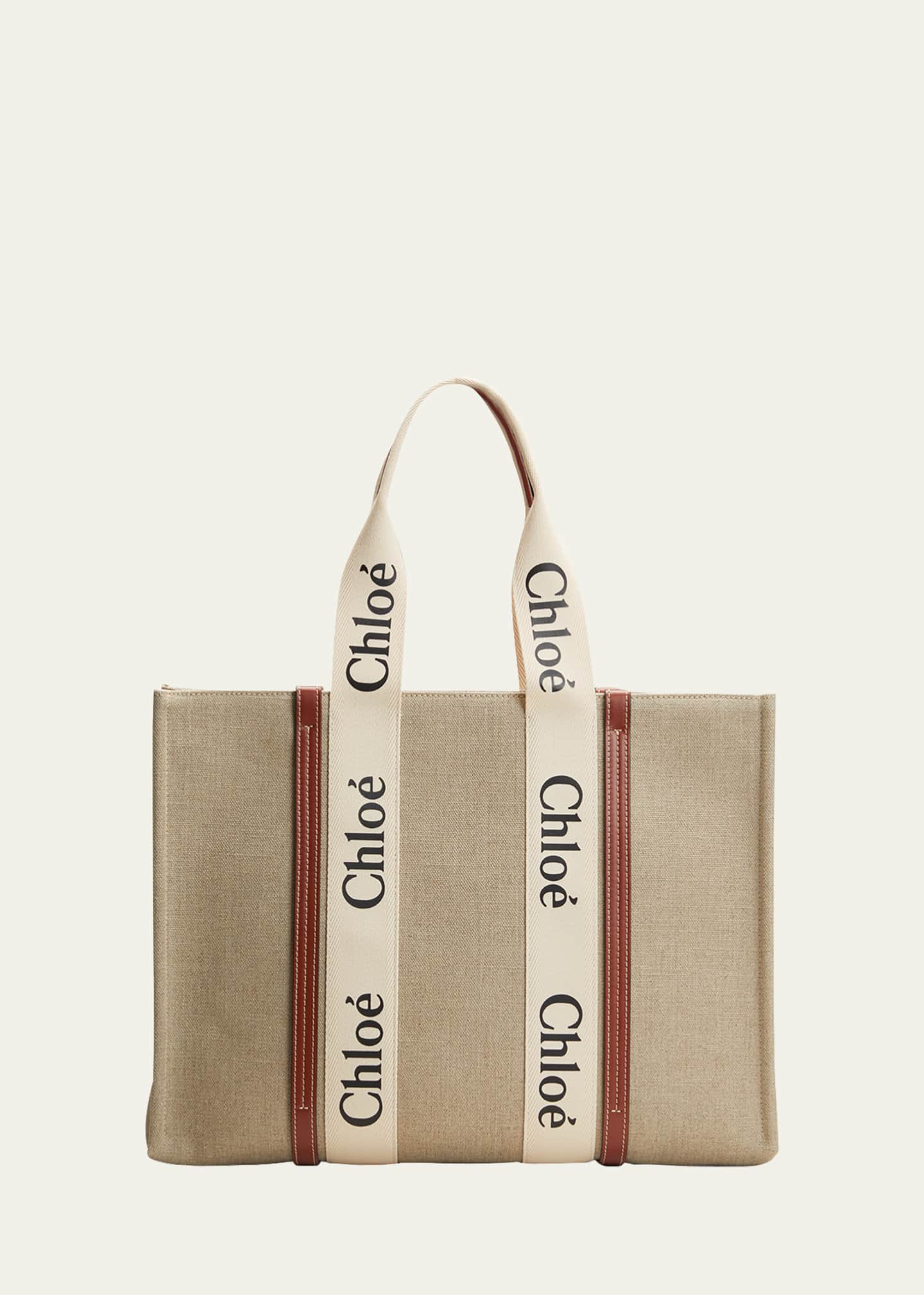 Chloe Woody Large Tote Bag in Linen Image 1 of 5