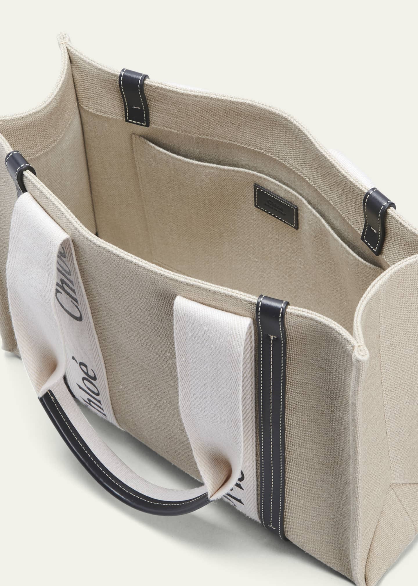 Chloe Woody Medium Tote Bag in Linen Image 4 of 6