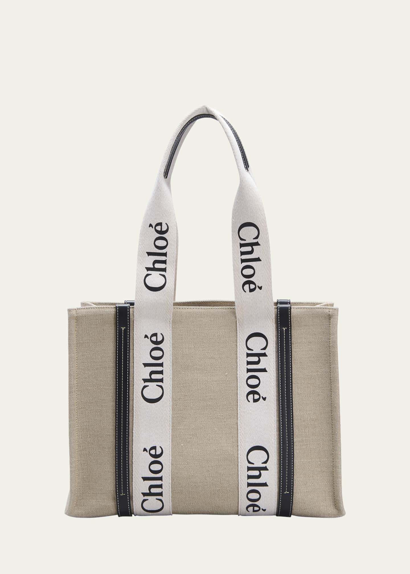 Chloe Woody Medium Tote Bag in Linen - Bergdorf Goodman