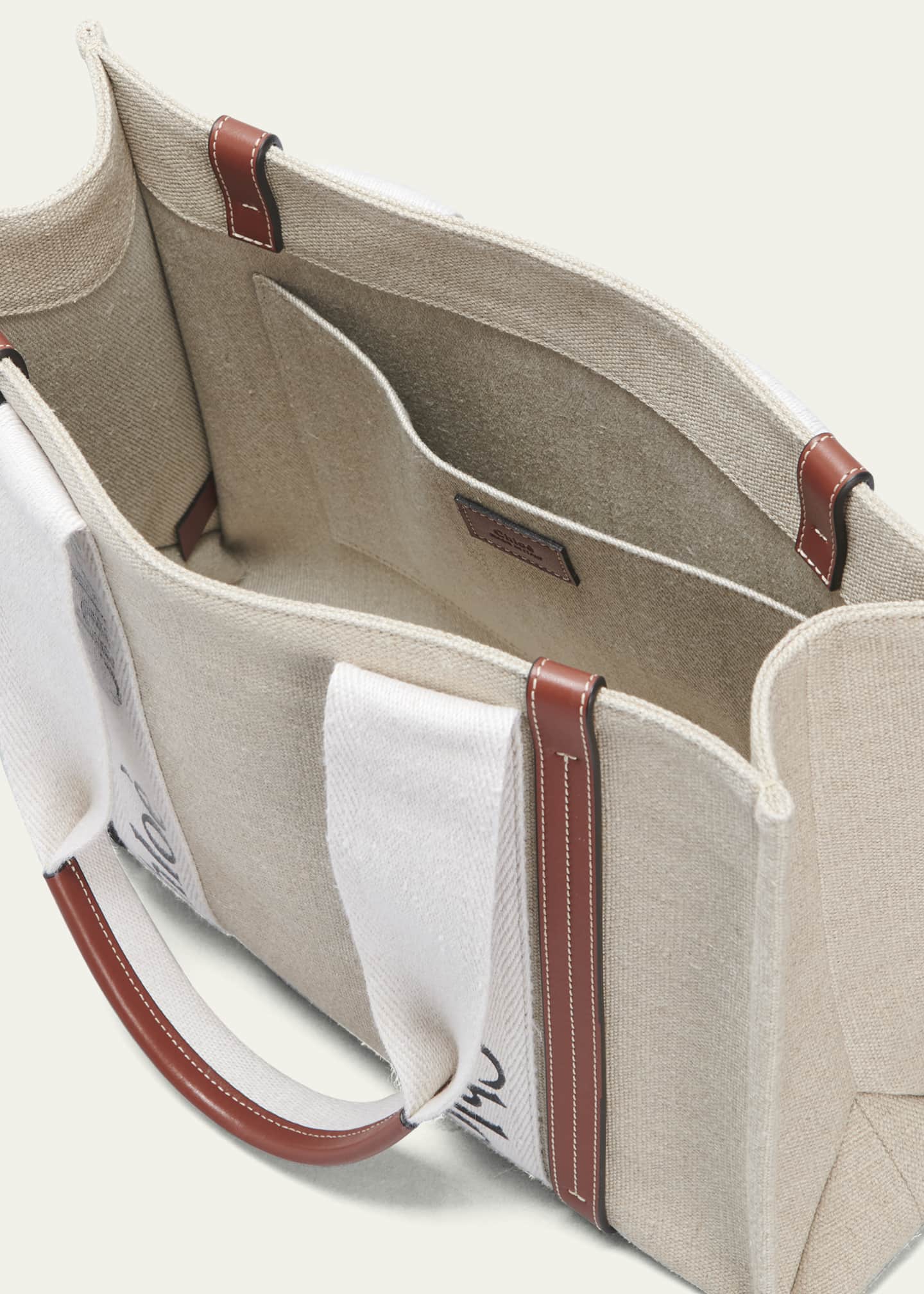 Chloe Woody Medium Tote Bag in Linen Image 4 of 6