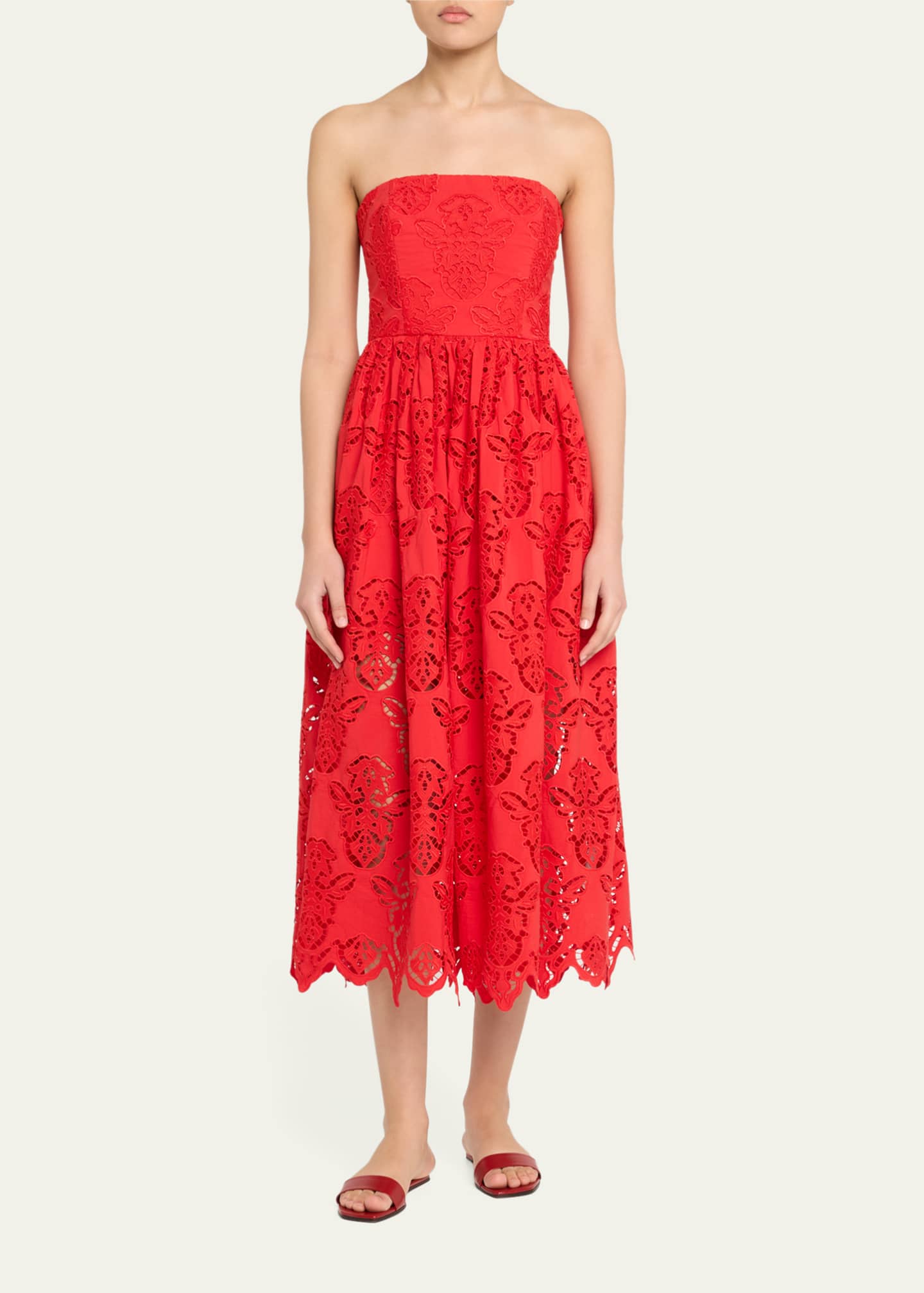 Cara Cara Torres Floral Poplin Tiered Strapless Midi Dress Image 2 of 5
