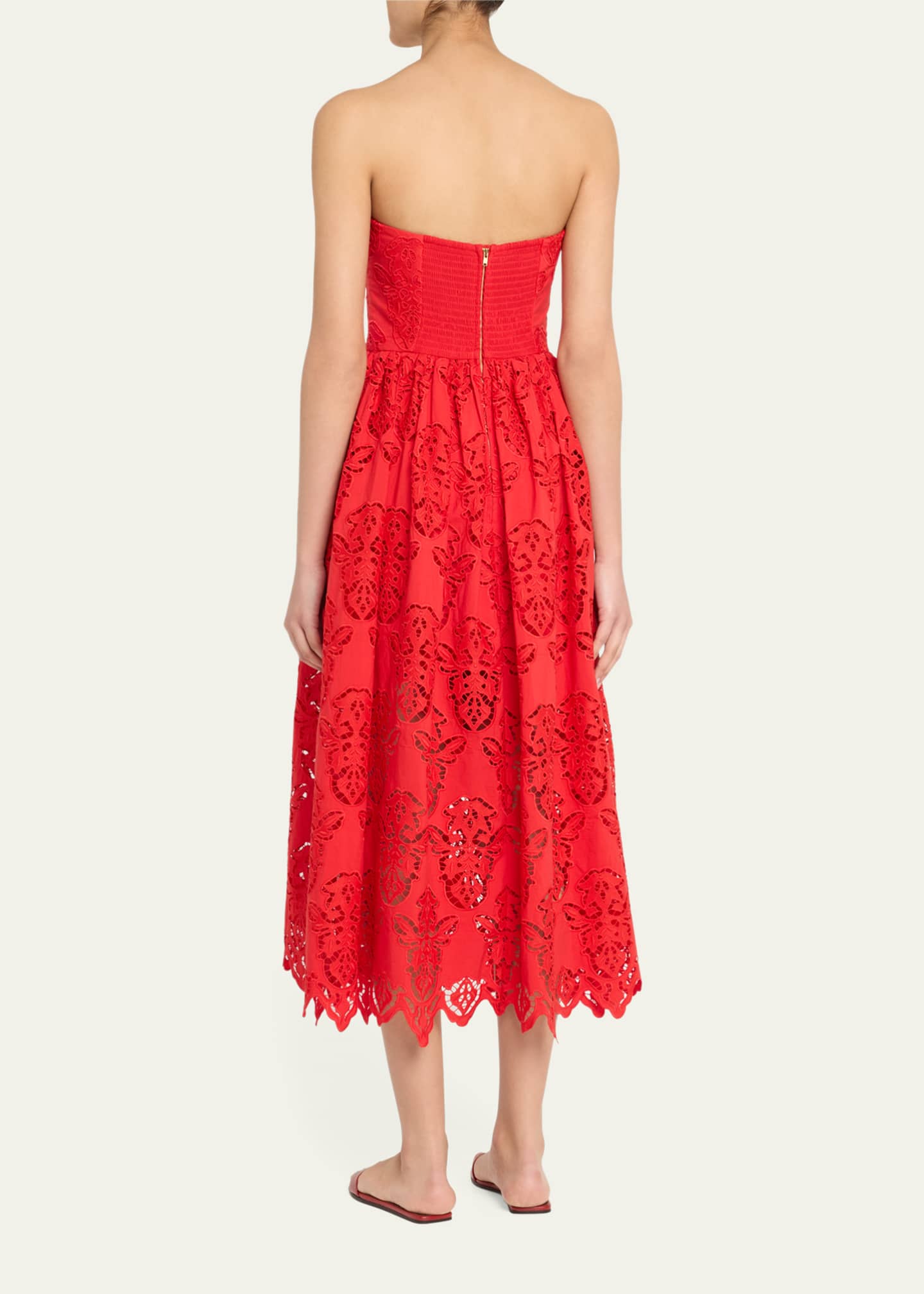 Cara Cara Torres Floral Poplin Tiered Strapless Midi Dress Image 3 of 5