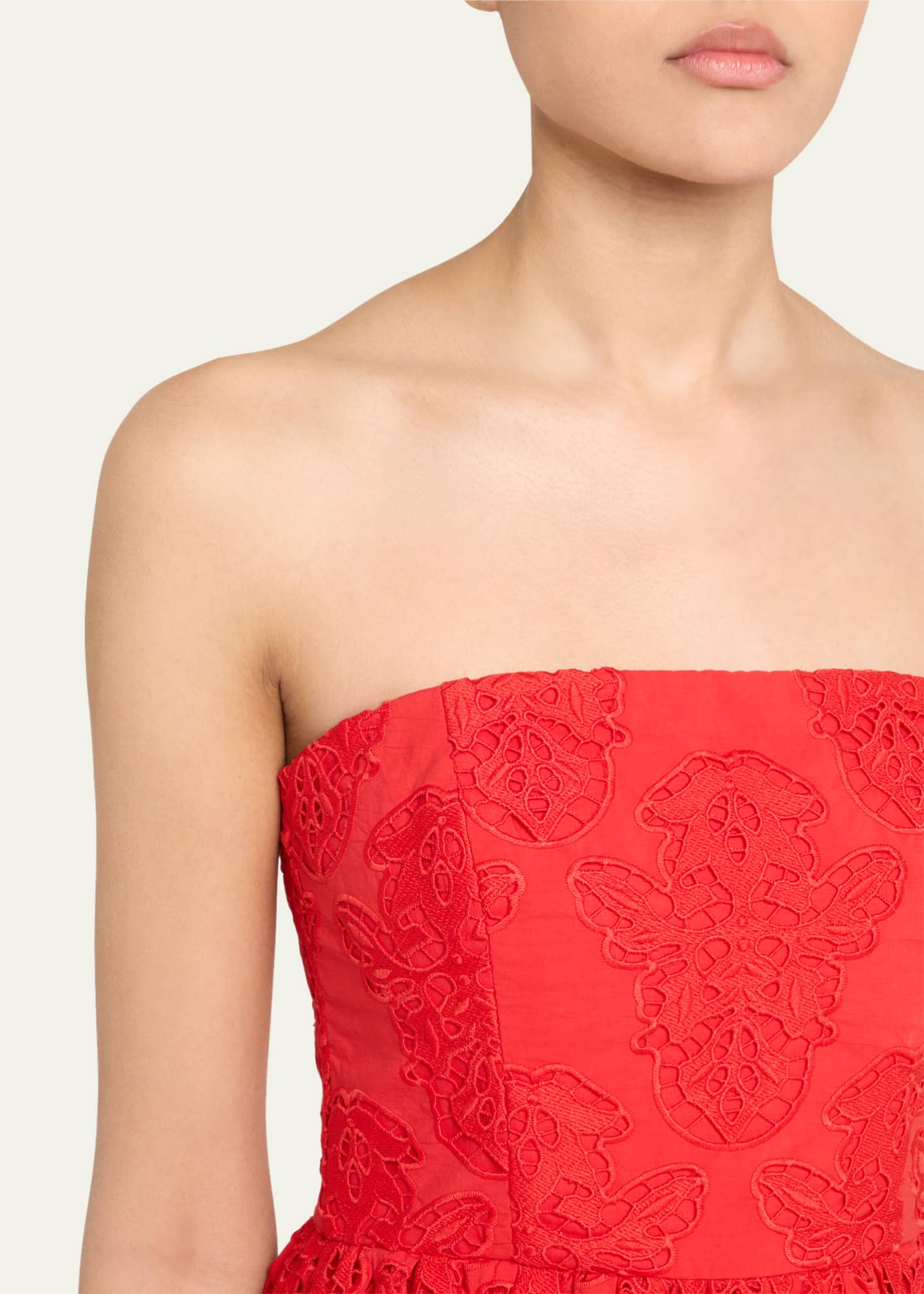 Cara Cara Torres Floral Poplin Tiered Strapless Midi Dress Image 5 of 5