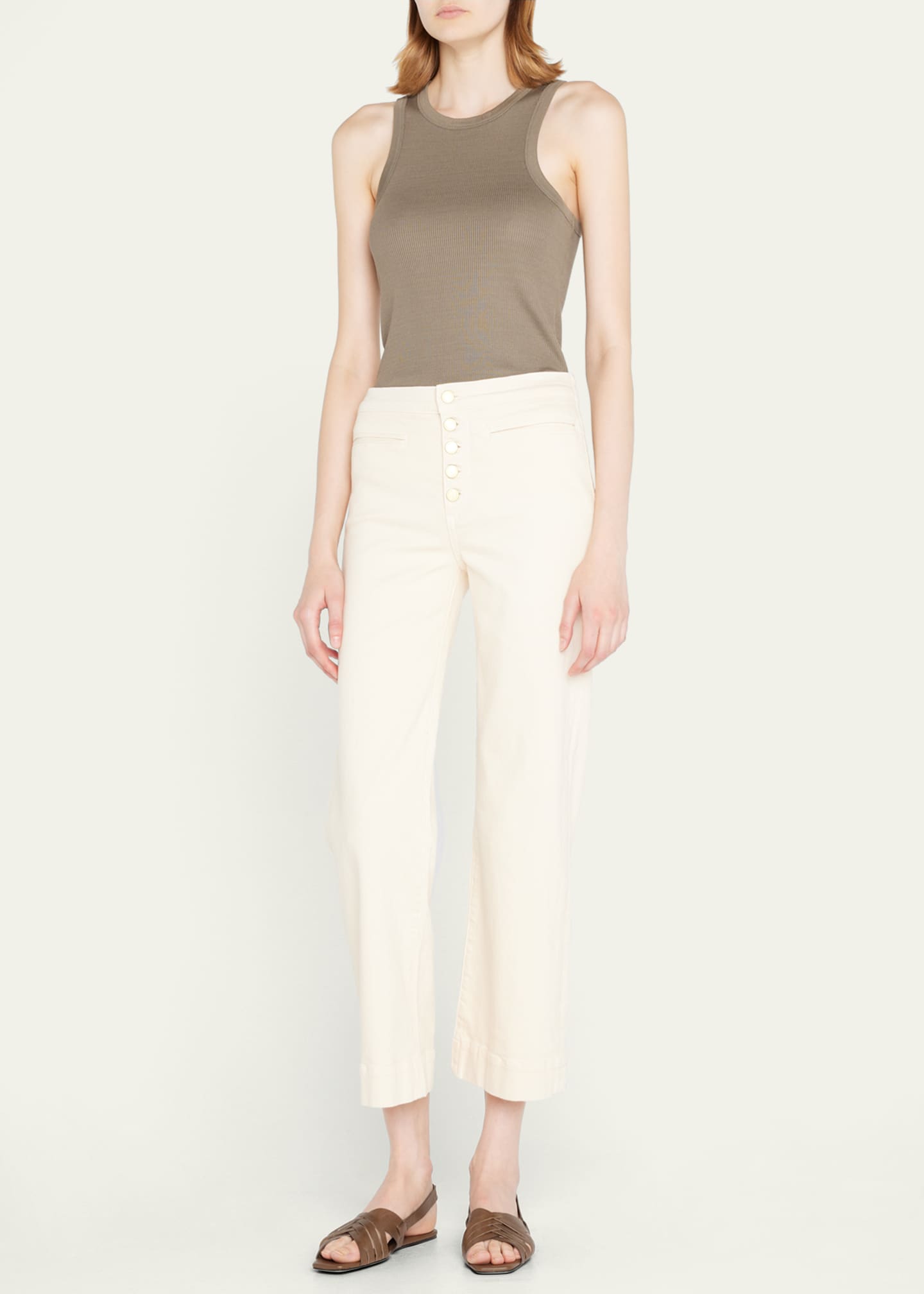 Ramy Brook Angela Cropped Button-Fly Flared Pants - Bergdorf Goodman