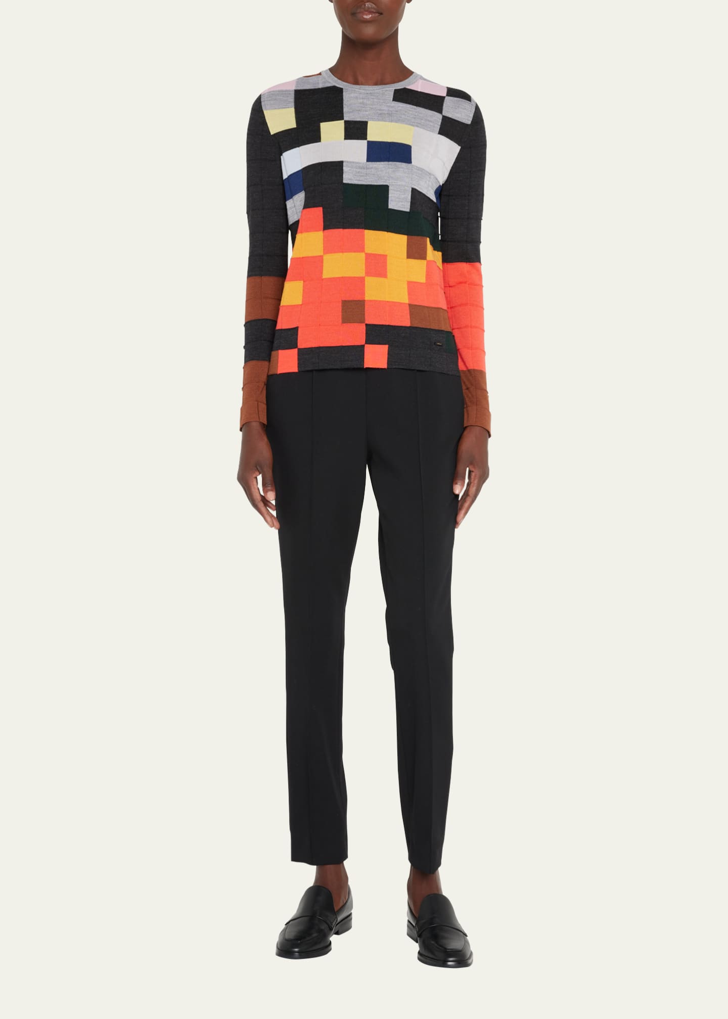 Akris CashmereSilk Abstract Intarsia Sweater Bergdorf Goodman