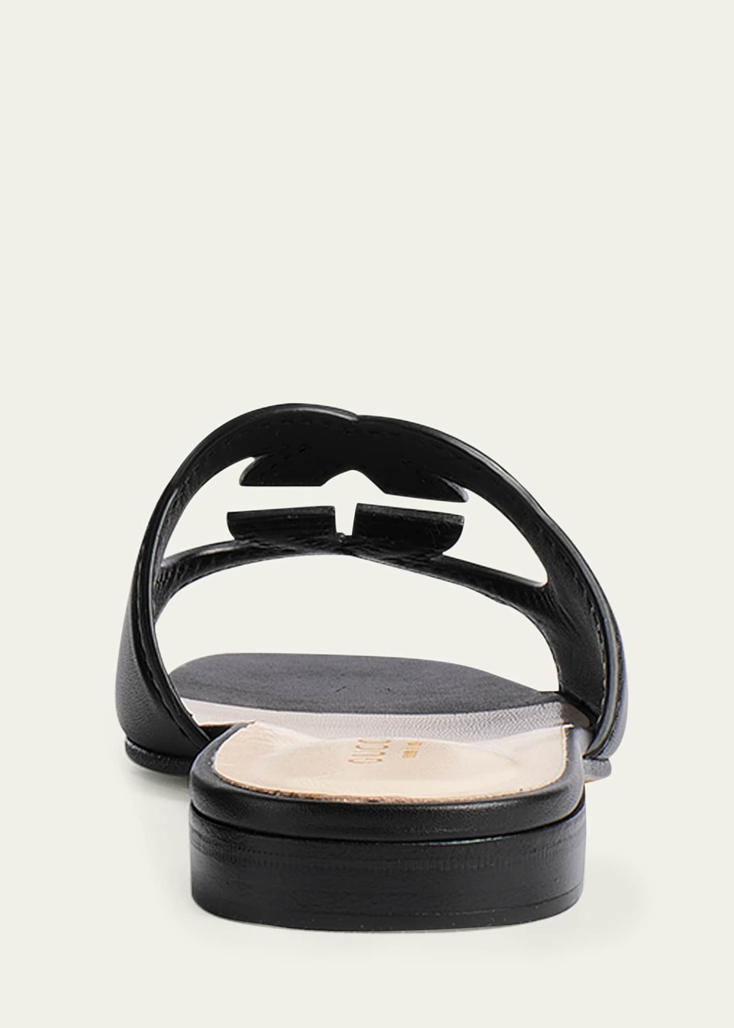 Gucci Leather Logo Cutout Flat Sandals Image 4 of 5