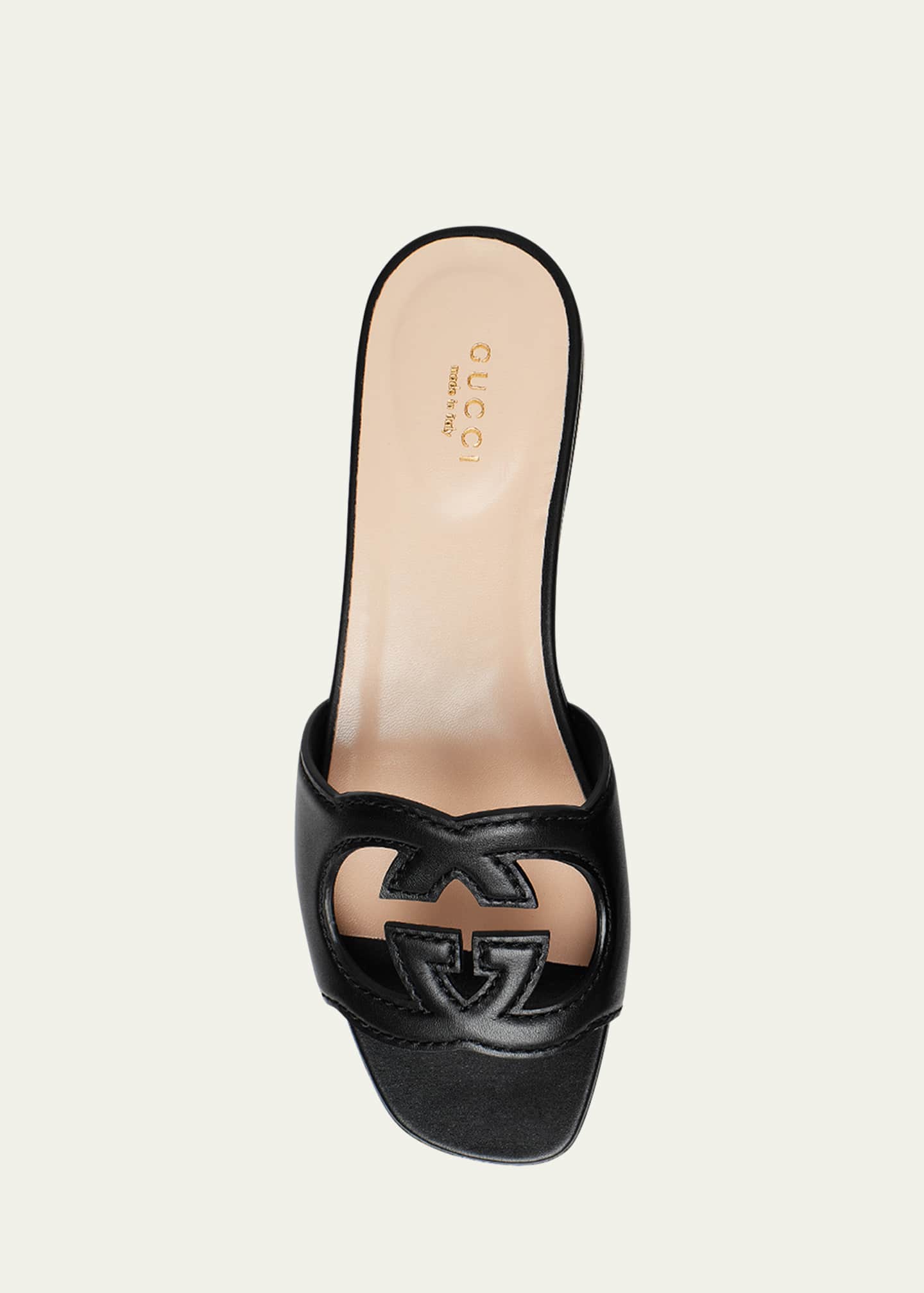 Gucci Leather Logo Cutout Flat Sandals Image 6 of 8