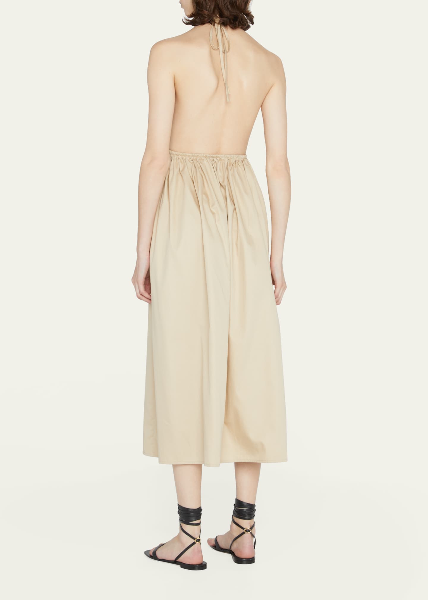 ZEYNEP ARCAY Helen Plunging Halter Cotton Midi Dress Image 3 of 5