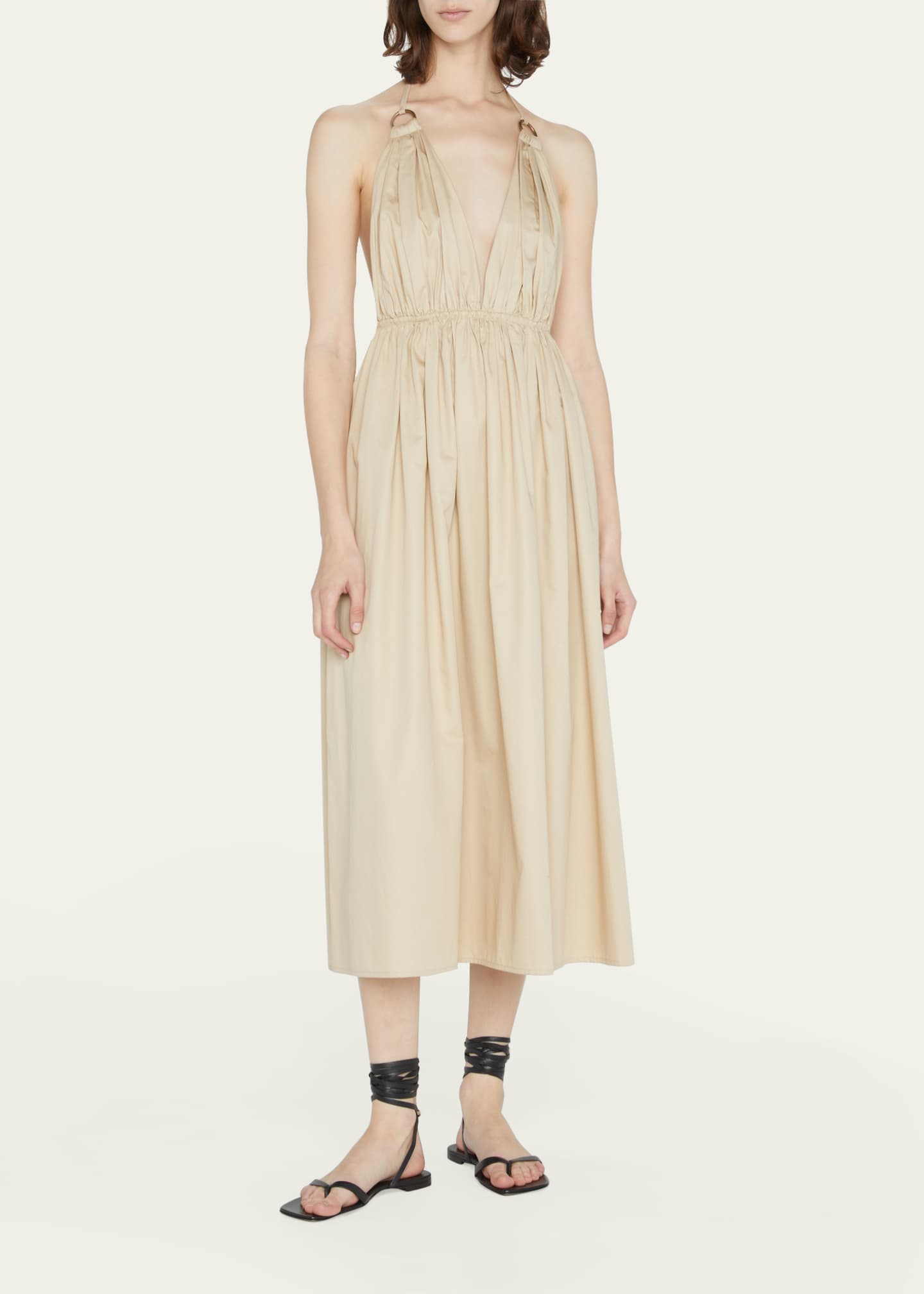 ZEYNEP ARCAY Helen Plunging Halter Cotton Midi Dress Image 4 of 5