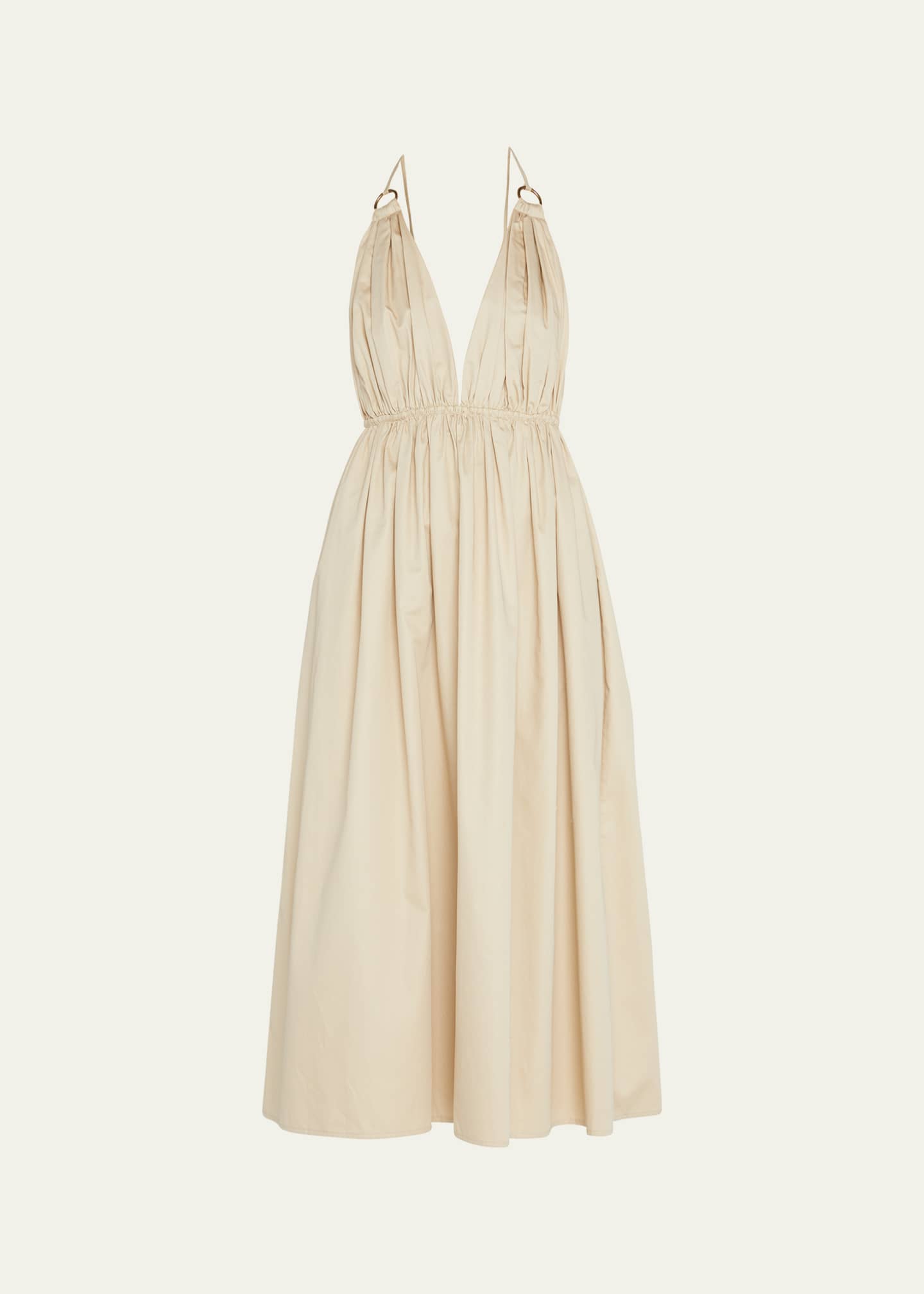 ZEYNEP ARCAY Helen Plunging Halter Cotton Midi Dress Image 1 of 5